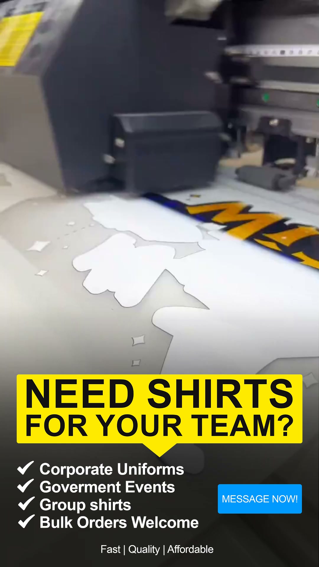 DSC Printing Services Facebook ad: DTF T-SHIRT PRINTING FOR GOVERNMENT & CORPORATE PROJECTS