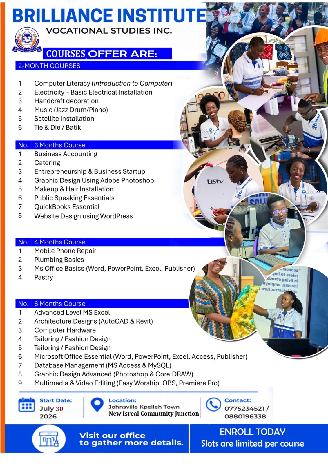 Brilliance Institute of Vocational Studies Facebook ad: Cohort 9 Enrollment is NOW OPEN!