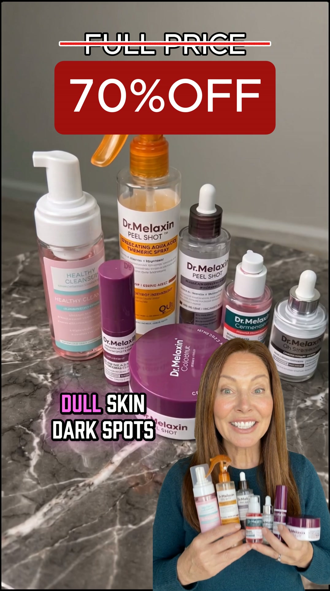 Dr.Melaxin US.official Facebook ad: One Routine. Radiant Skin, Face to Body.
