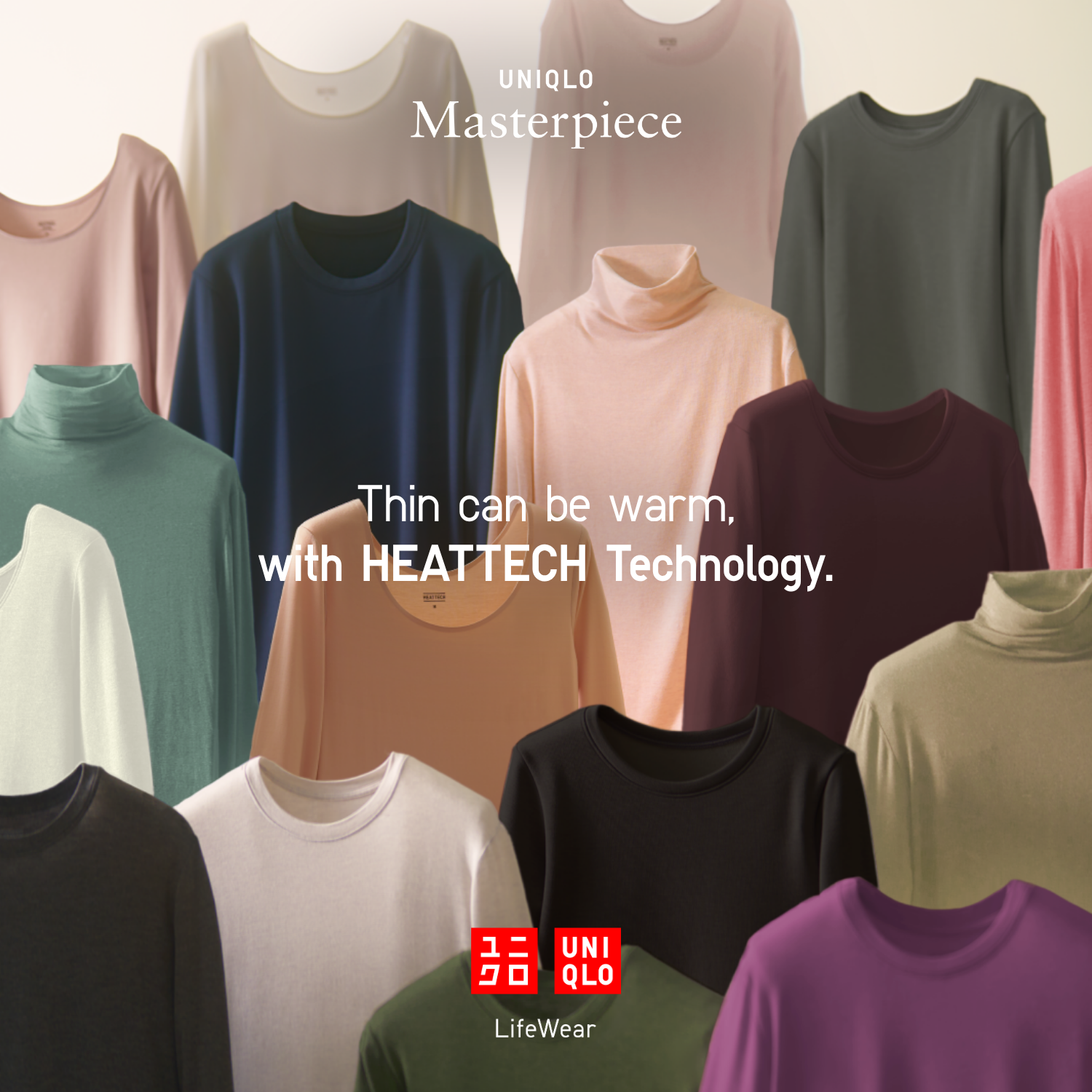 Uniqlo Indonesia Facebook ad: Thin innerwear can be warm with HEATTECH technology.
