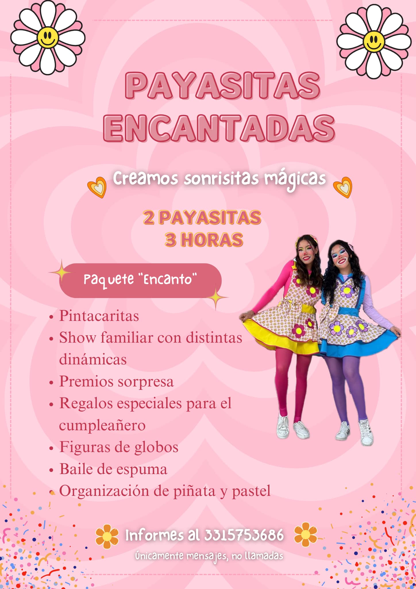 Payasitas Encantadas Facebook ad: ¡La magia y diversión llegan con Payasitas Encantadas!