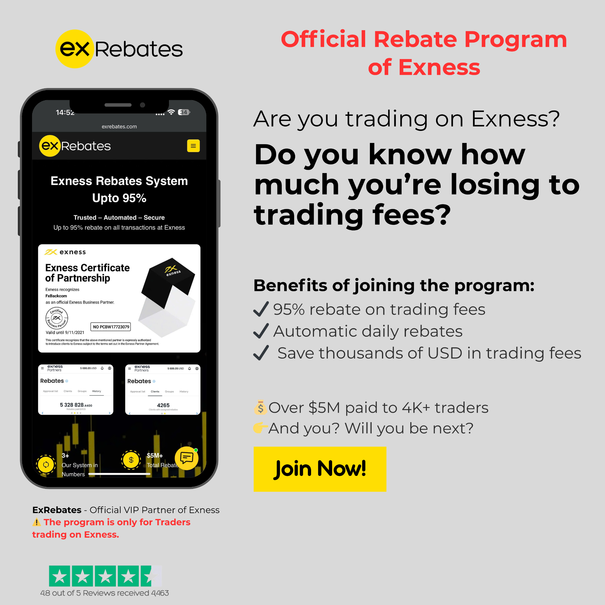 Exness Rebate 100% Facebook ad