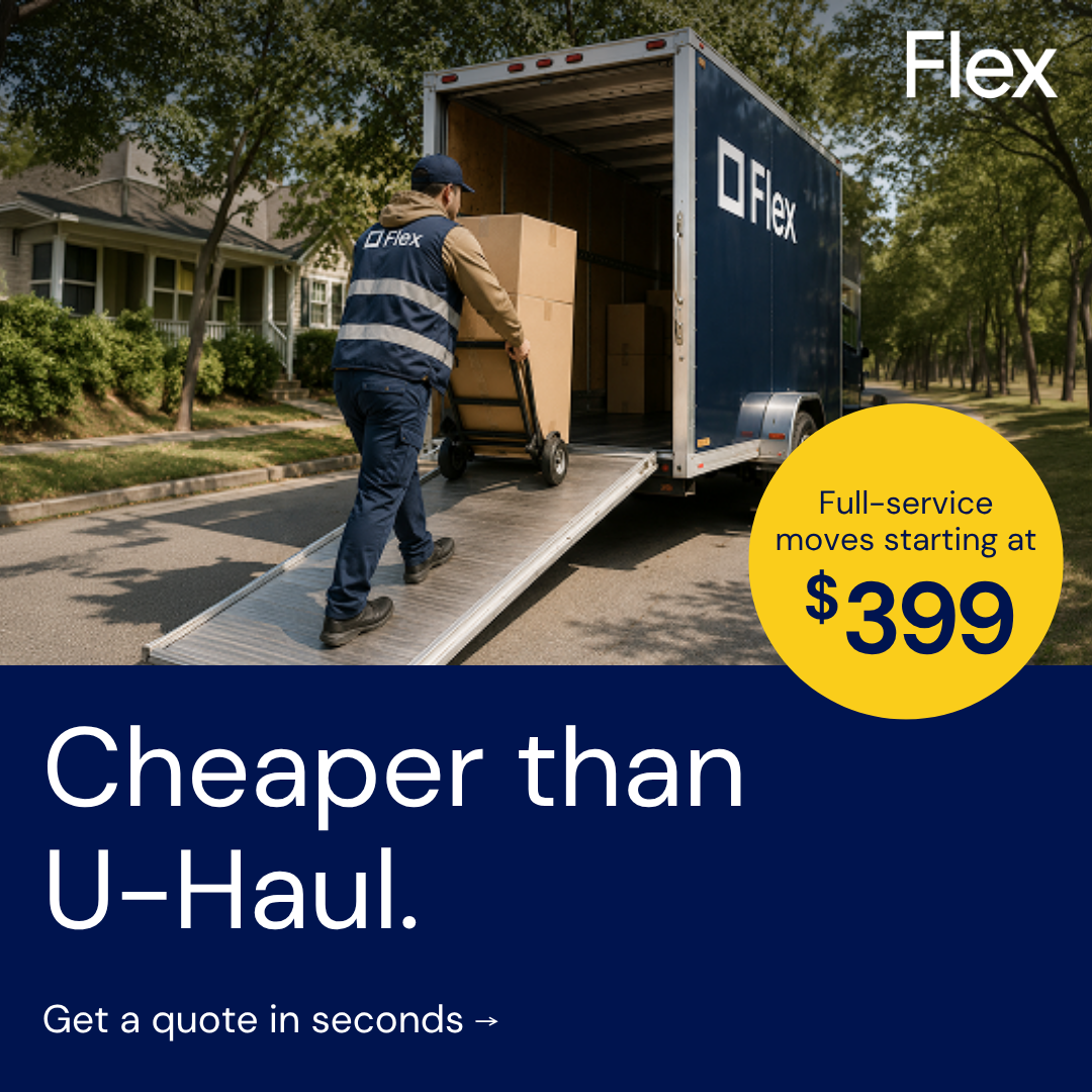 Flex Moving & Storage Facebook ad: Most-Reviewed Movers. No Surprises.