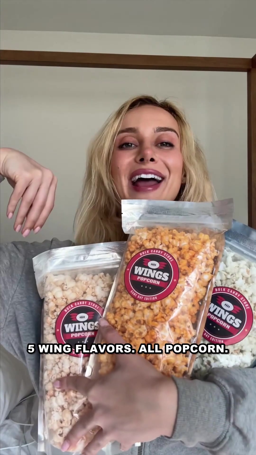 BulkCandyStore.com Facebook ad: Five Wing Flavors, All Popcorn!