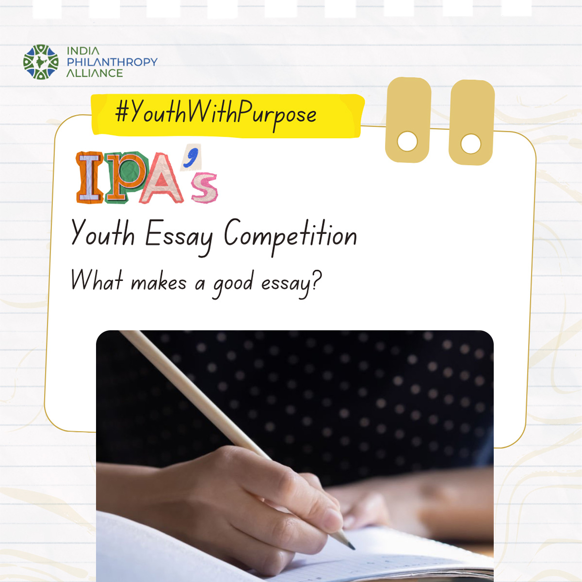 India Philanthropy Alliance Facebook ad: IPA's Youth Essay Competition invites students to examine…