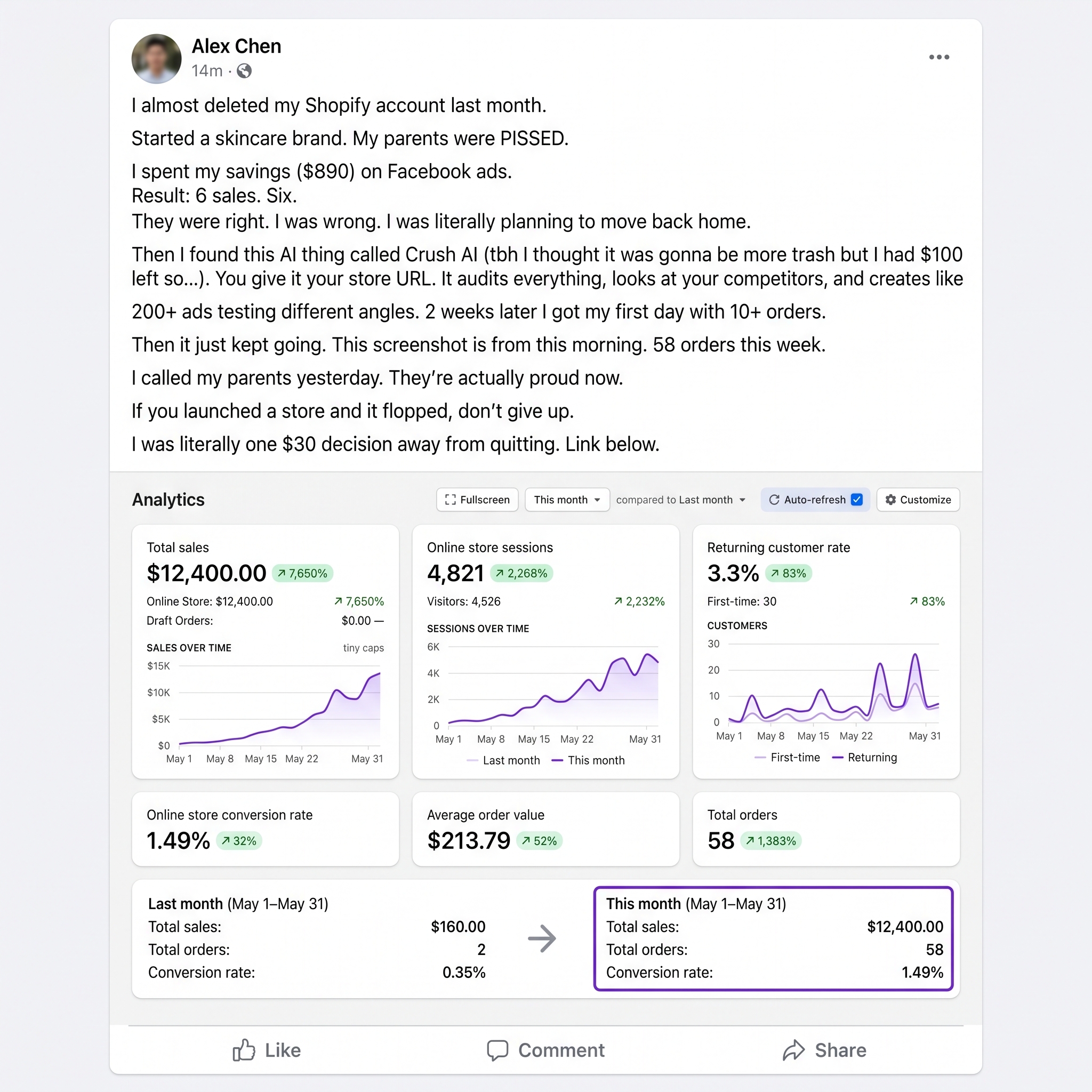 trycrush.ai Facebook ad