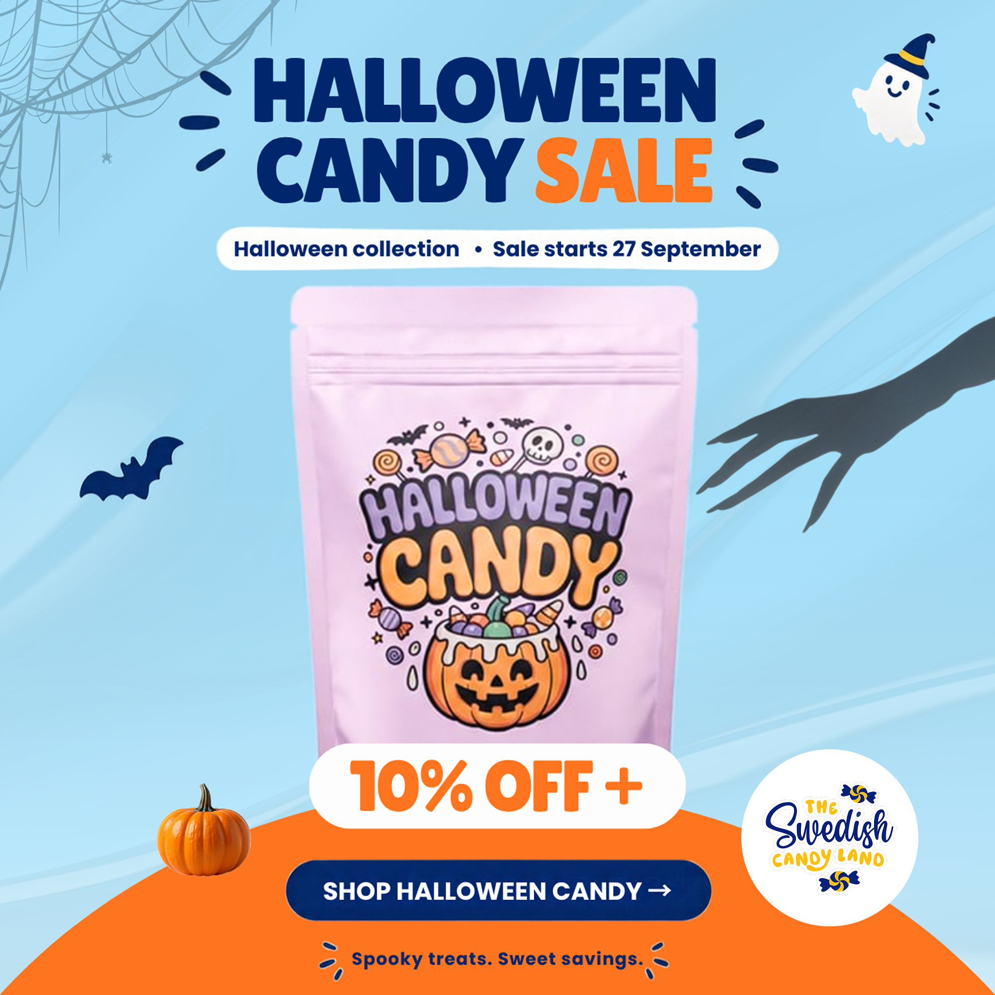 Swedish Candy Land Facebook ad: Get 10% OFF+ Halloween Candy