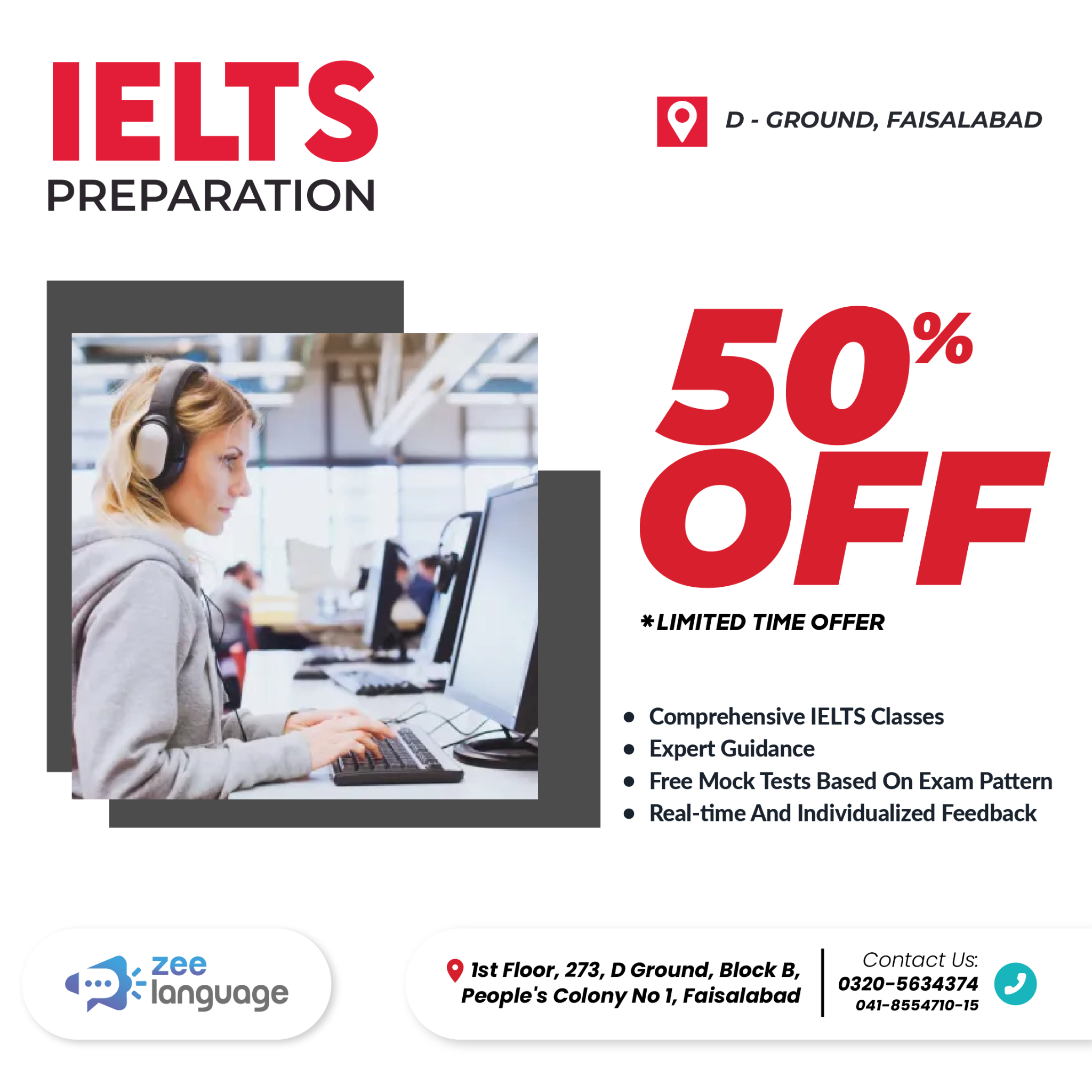 Zee Language - PTE and IELTS Preparation Facebook ad