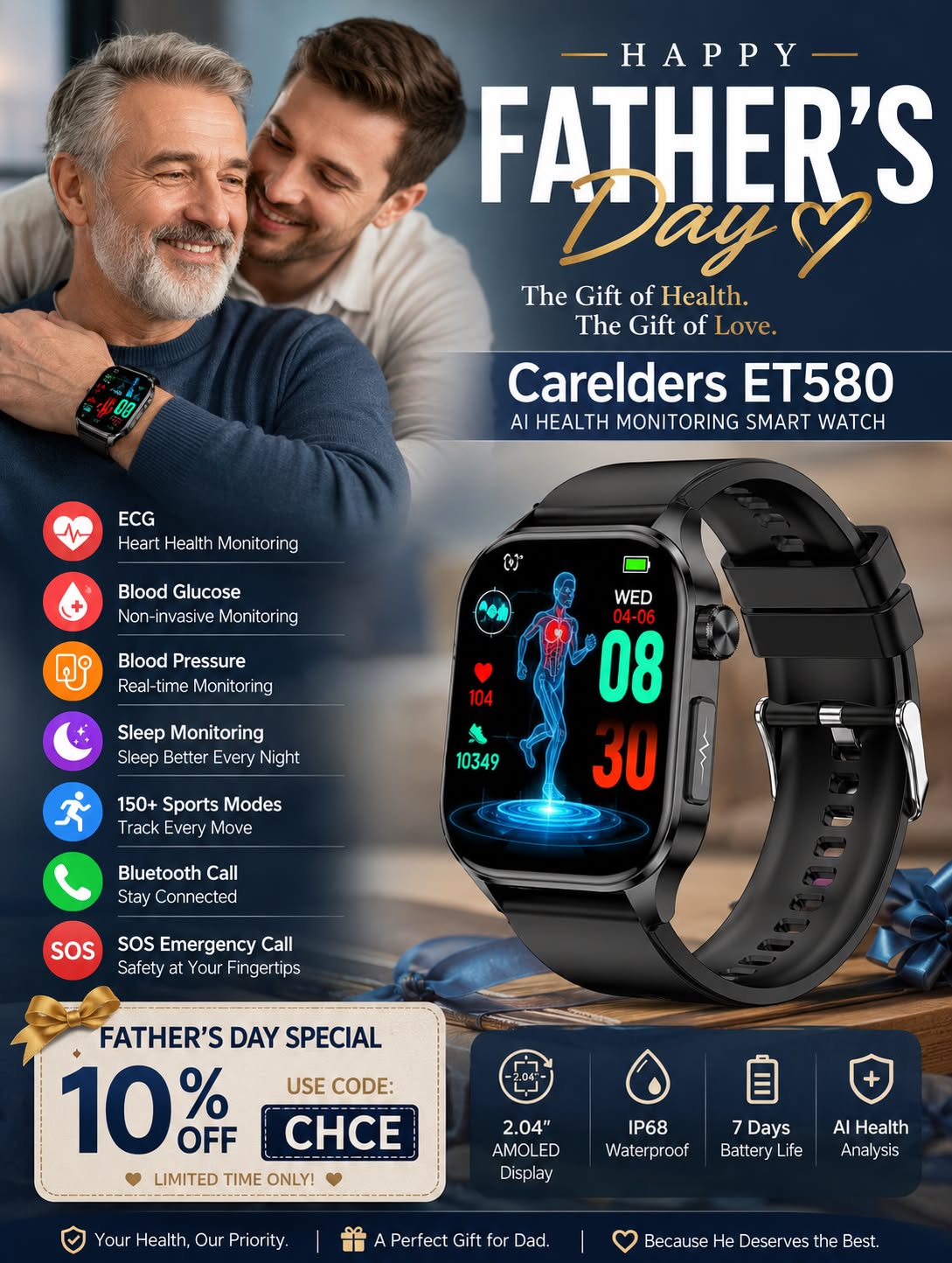 Carelders Watch Facebook ad: Father’s Day Sale, Extra 10% OFF