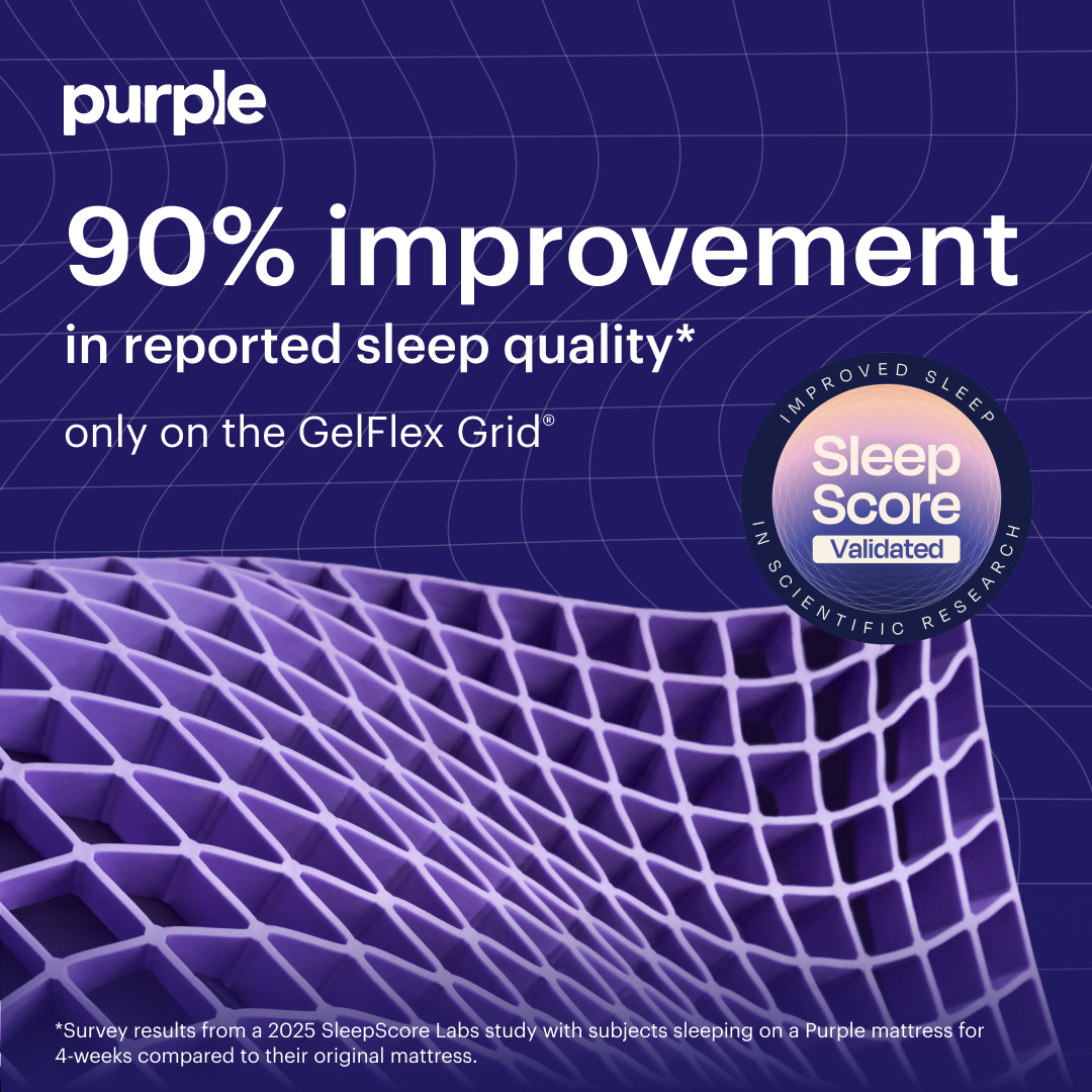 Purple Facebook ad: The Mattress for Restless Sleepers