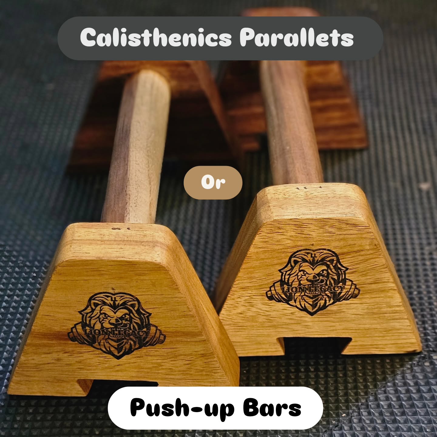 lionlegacy.fitness Facebook ad: Premium Hardwood Calisthenics Parallets | Push-Up Bars
