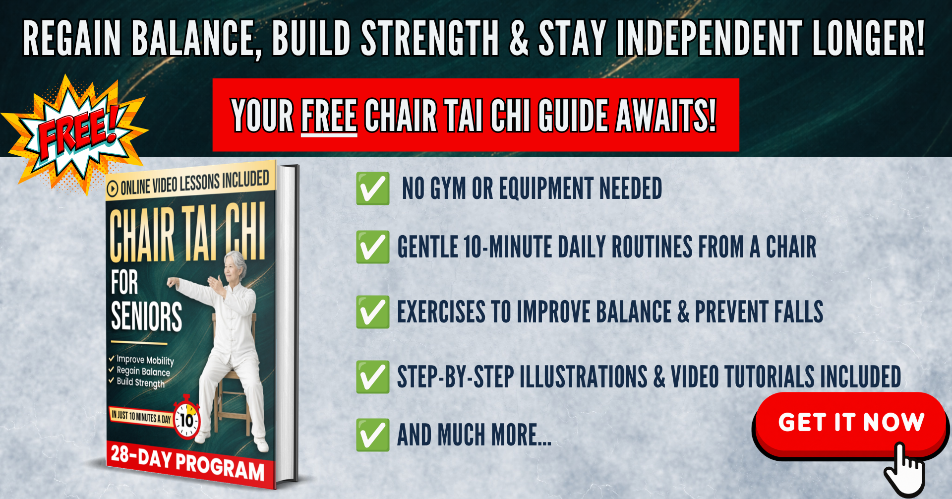Samuel Chen Facebook ad: FREE Chair Tai Chi Book for Seniors