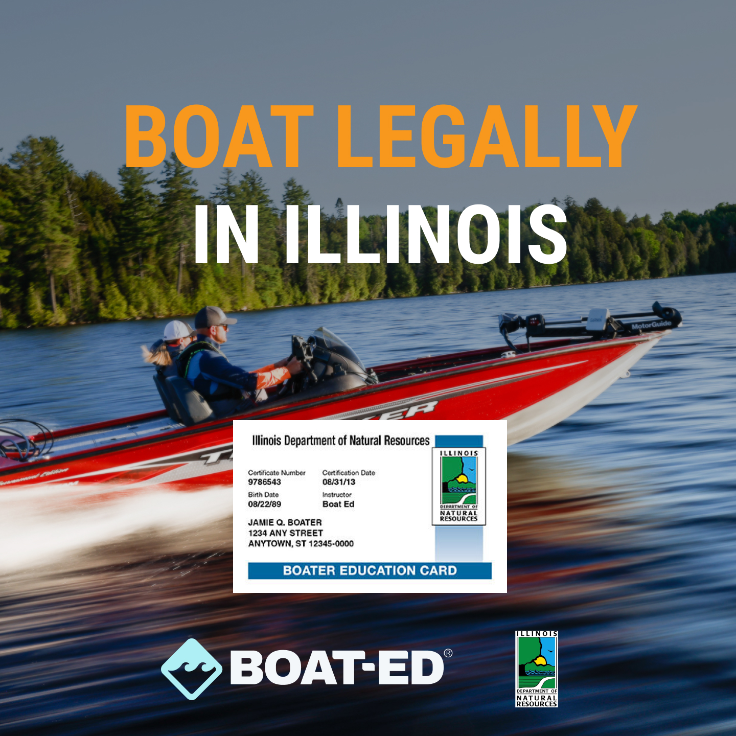 Boat-Ed Facebook ad: Boat Legally in Illinois, Take the Official Boating Course…