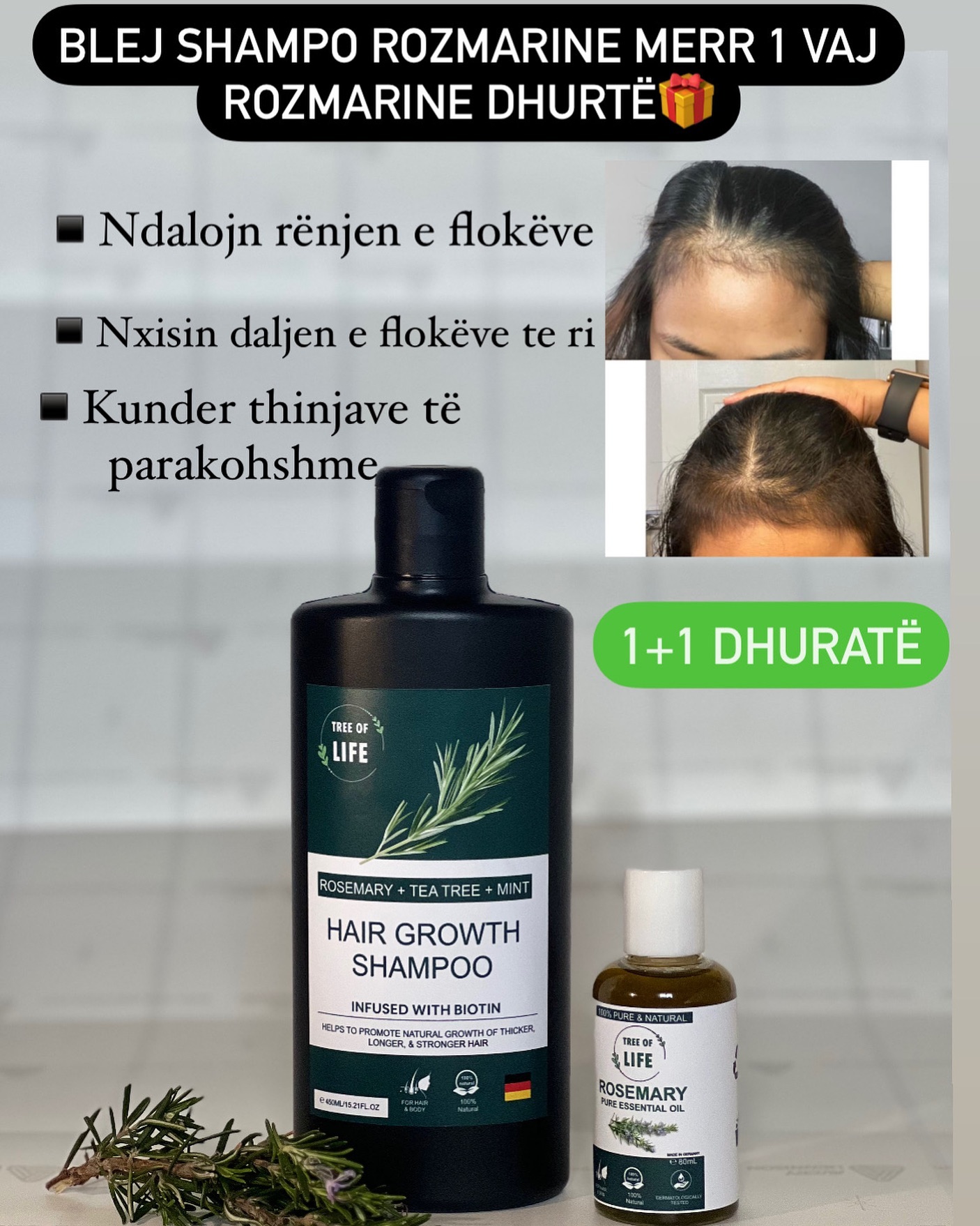 Castle of oils Facebook ad: Shampo ynë me rozmarinë, Mint, Biotinë dhe Tea…