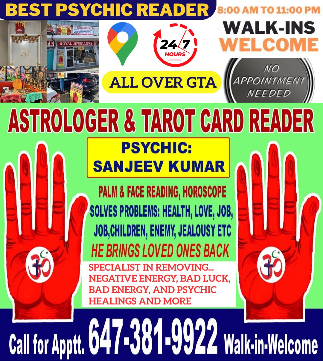 Astrologer: Sanjeev Kumar Guruji Facebook ad: CONTACT: +1 (647) 381-9922