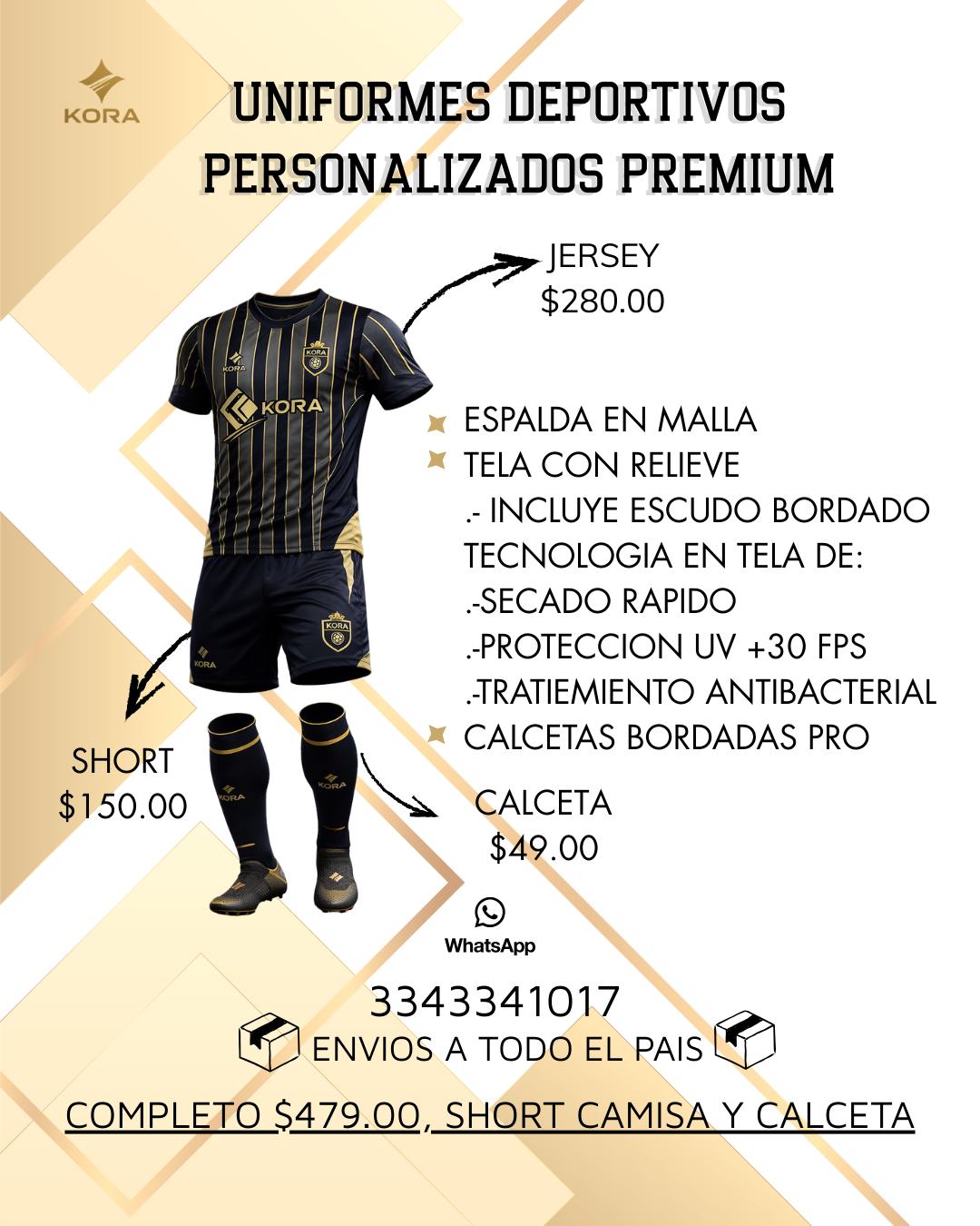 Kora Línea Deportiva Facebook ad: Uniformes deportivos personalizados
