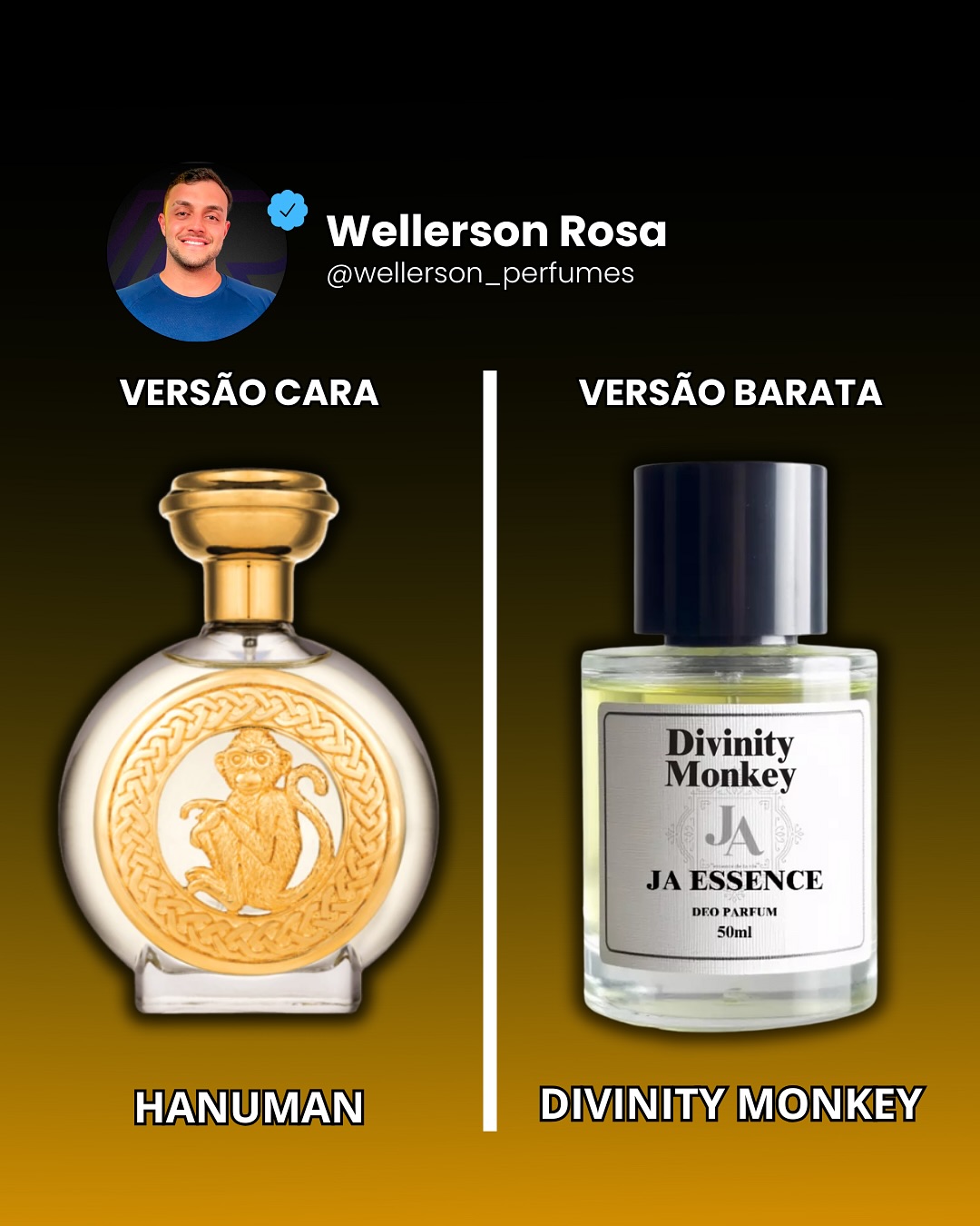 Wellerson Perfumes Facebook ad: VERSÃO CARA X VERSÃO BARATA COM OS PERFUMES…