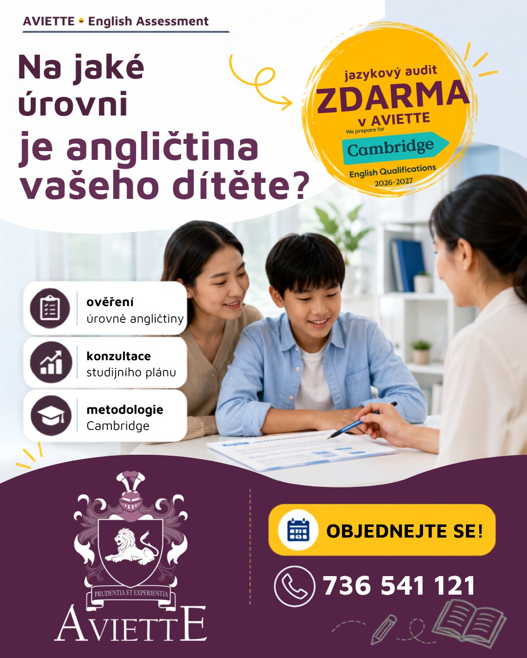 Aviette Facebook ad: Víte, na jaké úrovni je angličtina vašeho dítěte?