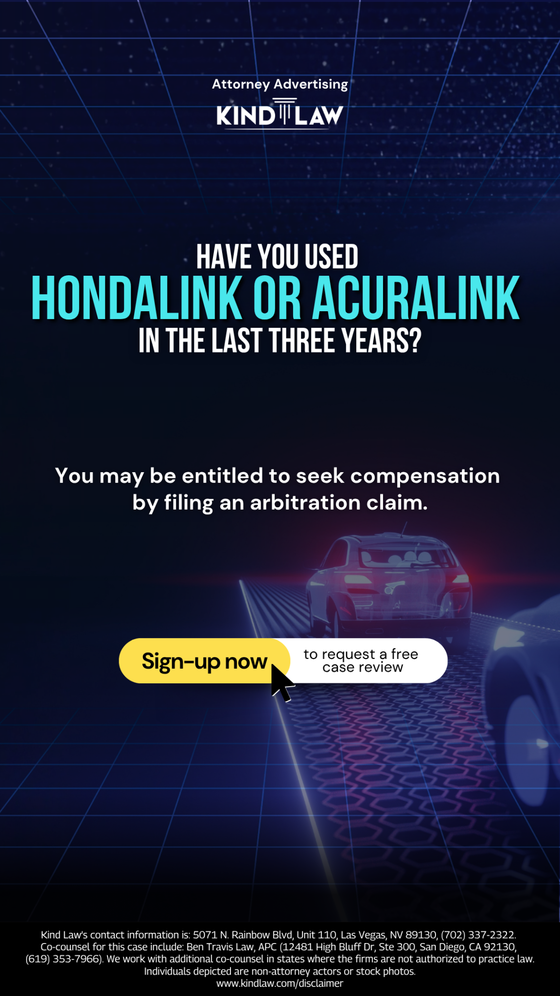 Kind Law Facebook ad: Did Honda Track You Without Consent?