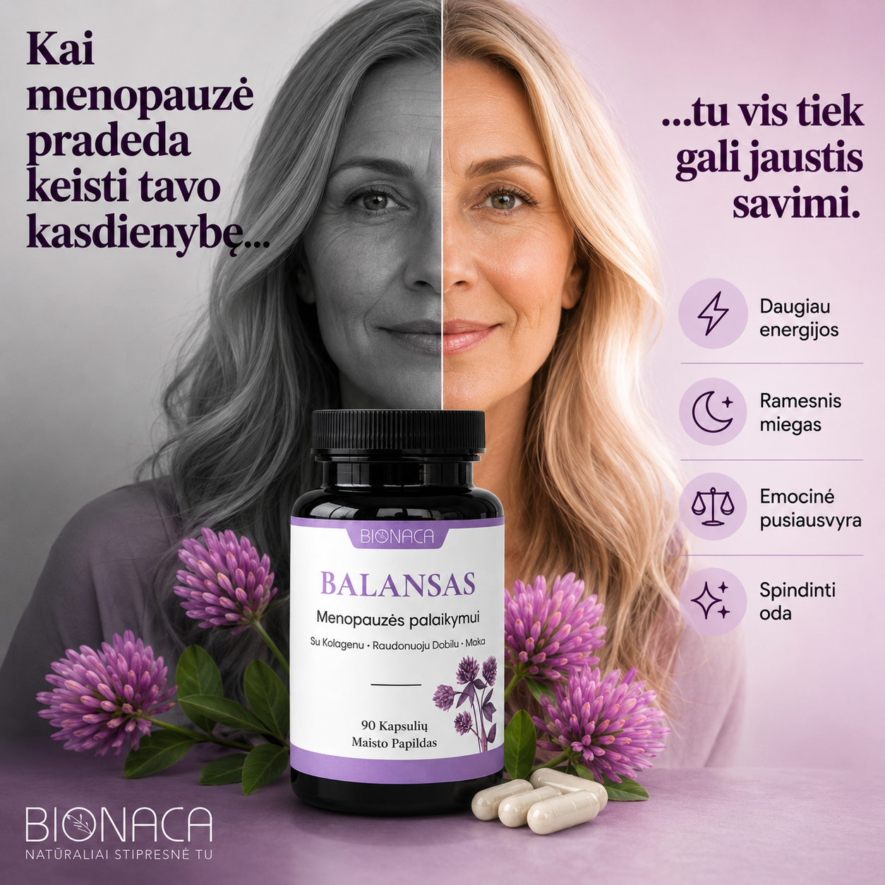 Bionaca Facebook ad: Kai menopauzė pradeda keisti tavo kasdienybę…