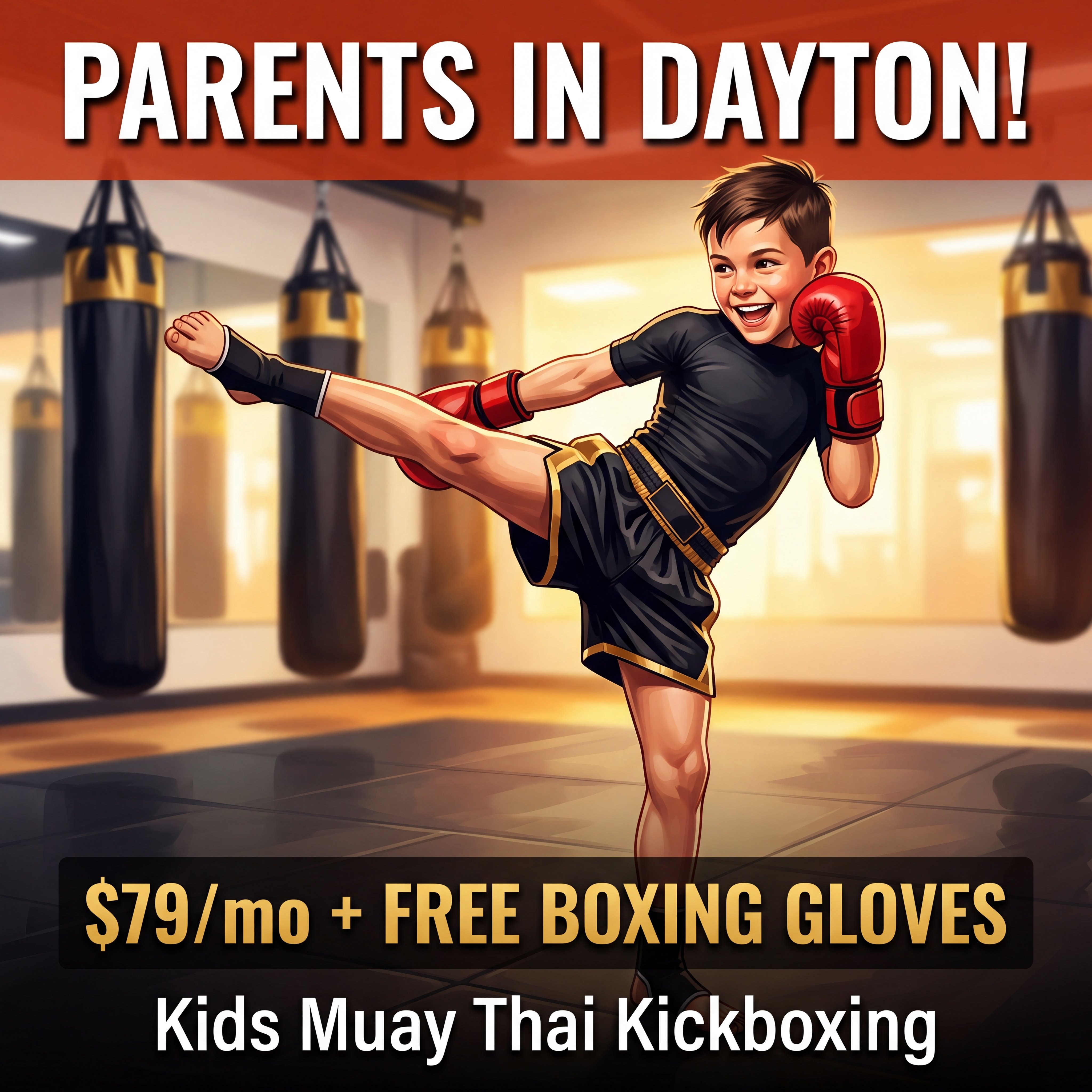 TAMA Martial Arts Facebook ad: First Month $79 + FREE Boxing Gloves