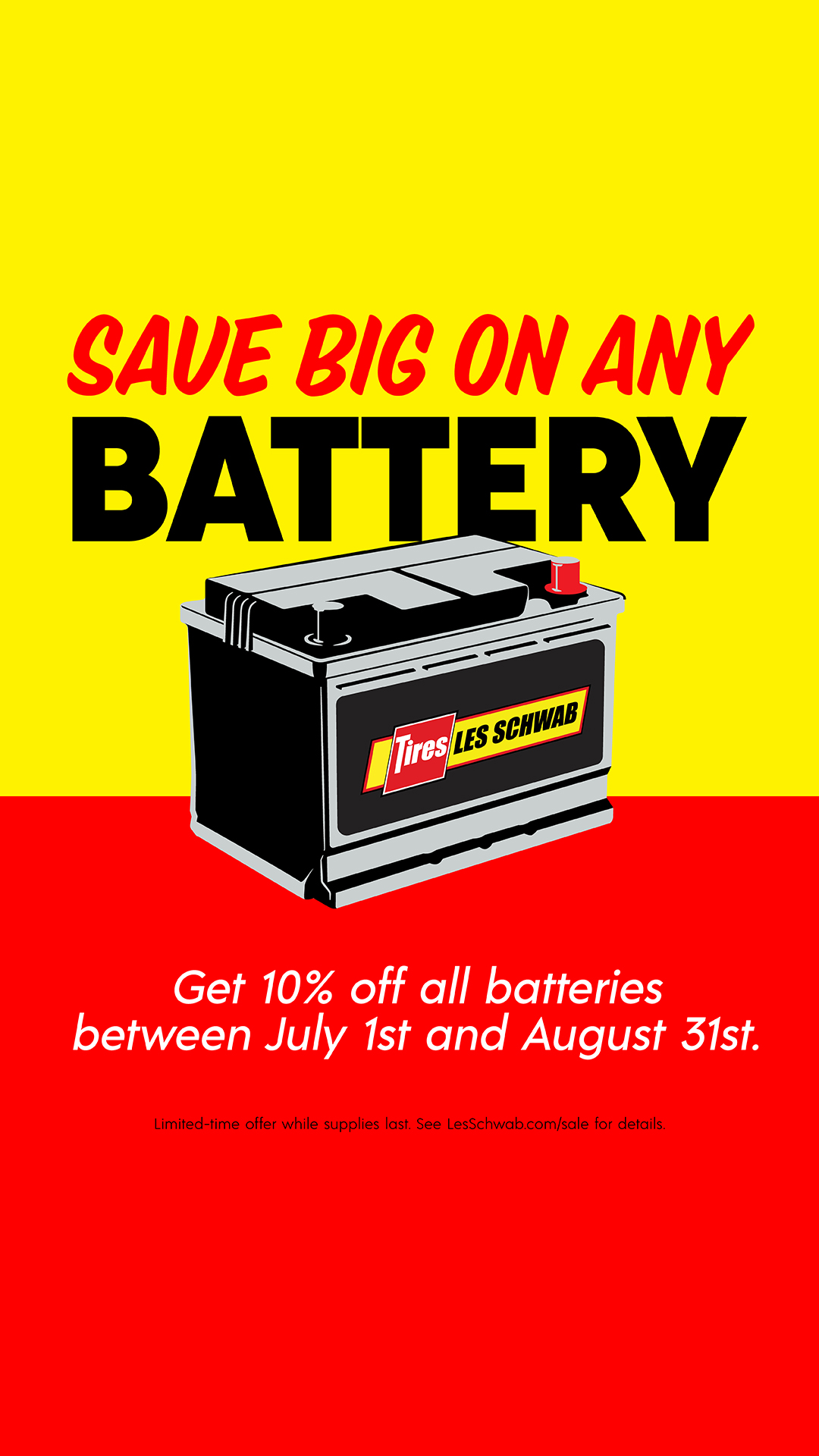 Les Schwab Tire Centers Facebook ad from Jul 1, 2026