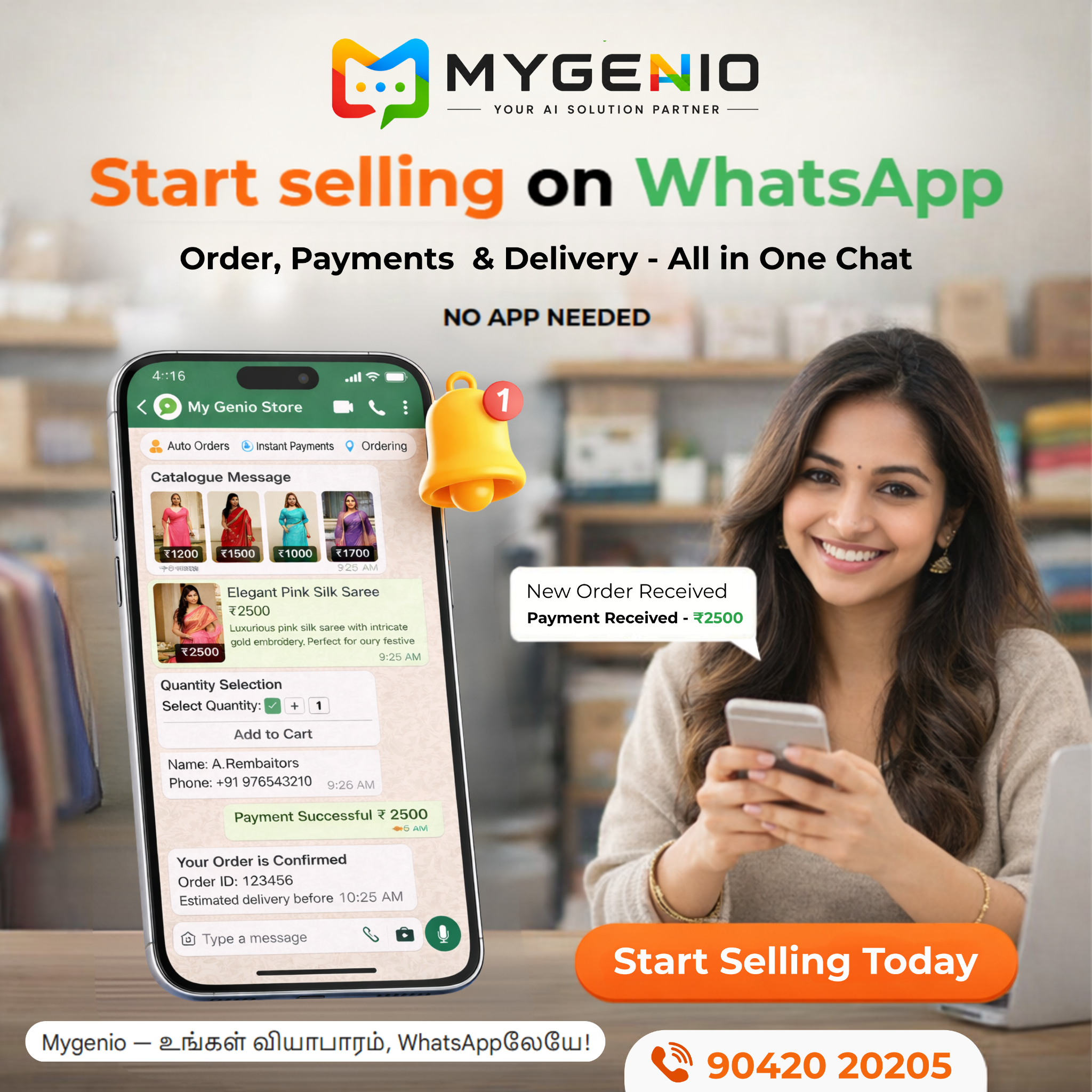 MyGenio AI Facebook ad: With WhatsApp automation, your business can manage high…
