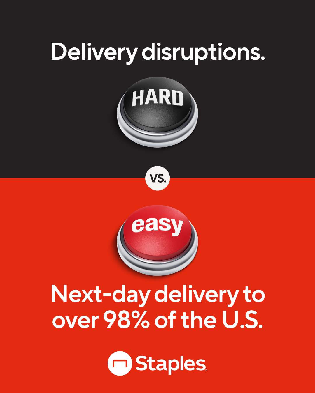 Staples Facebook ad: Zero delivery drama.