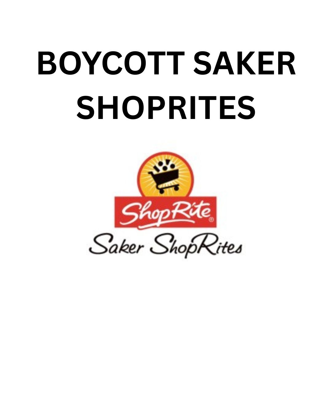Cosurac Distributors Facebook ad: BOYCOTT ALL SAKER SHOPRITES UNTIL THEY PAY THEIR…