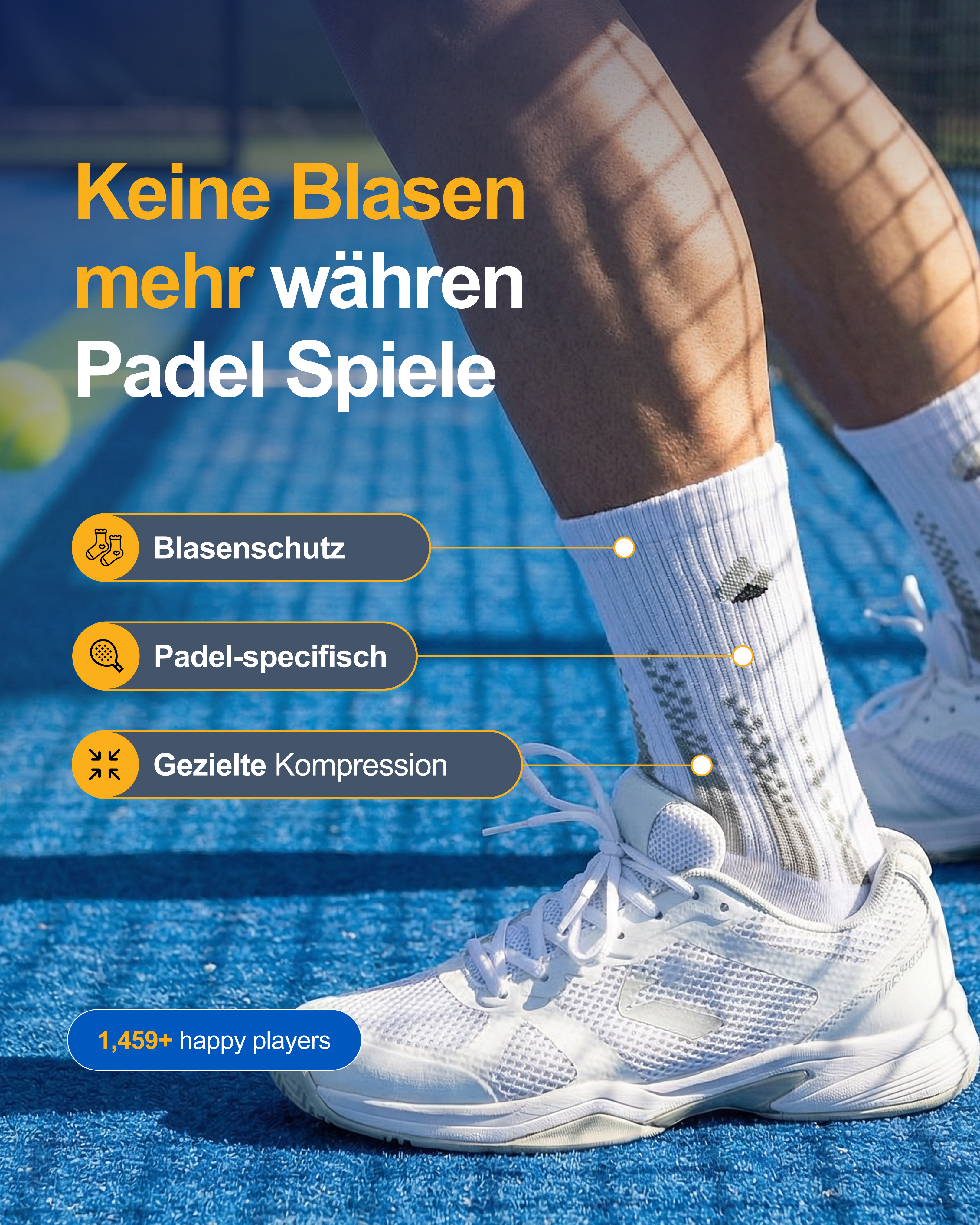 Active Rock Facebook ad: Padel Socken, Mikrorutschschutz, Anti-Blasen & Geruchsfrei