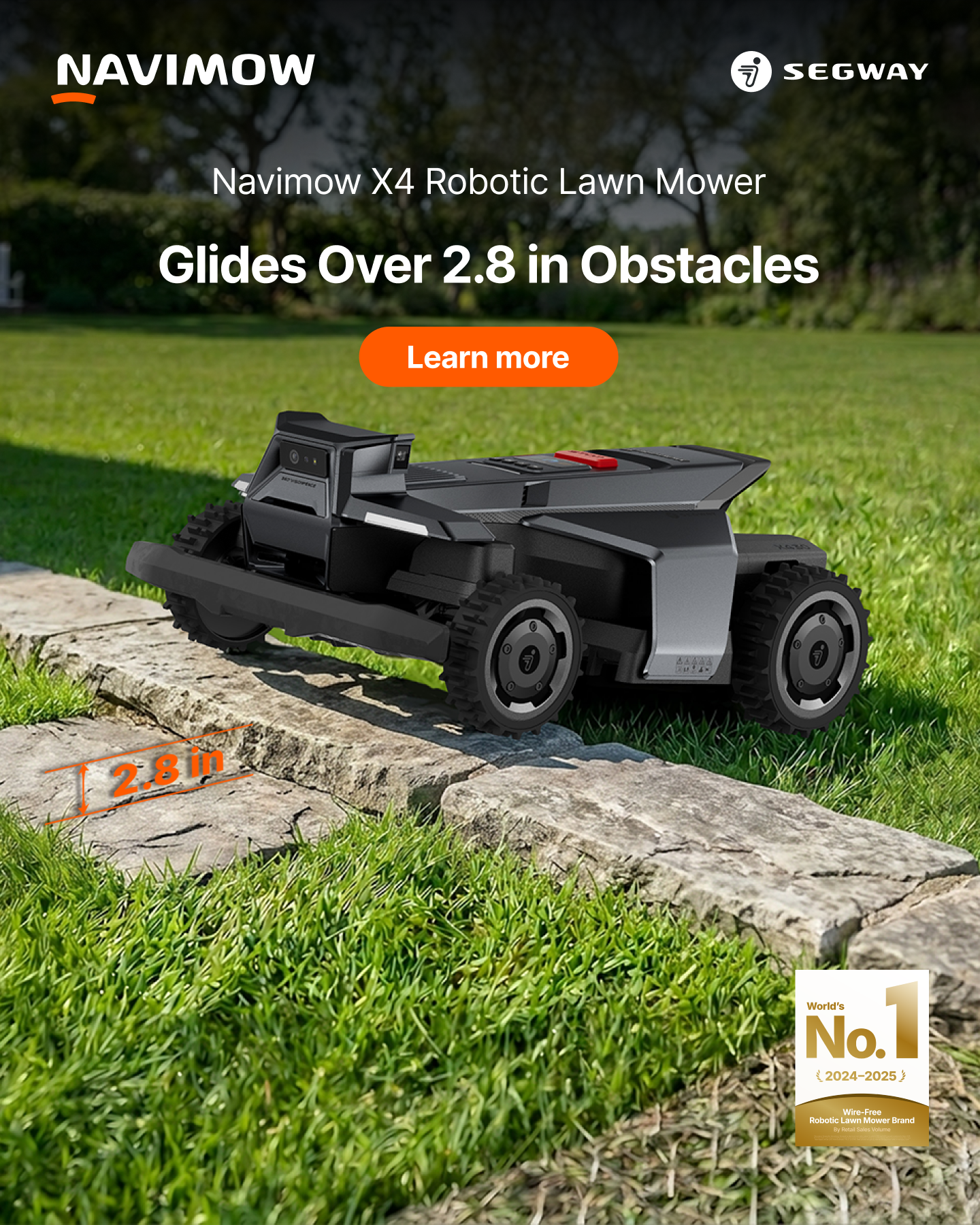 Segway Navimow Facebook ad: Smart mowing, safe home.