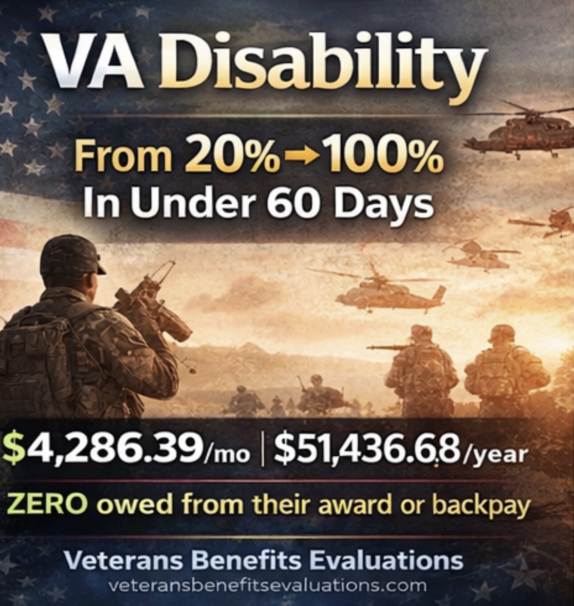 Veterans Benefits Evaluations Facebook ad