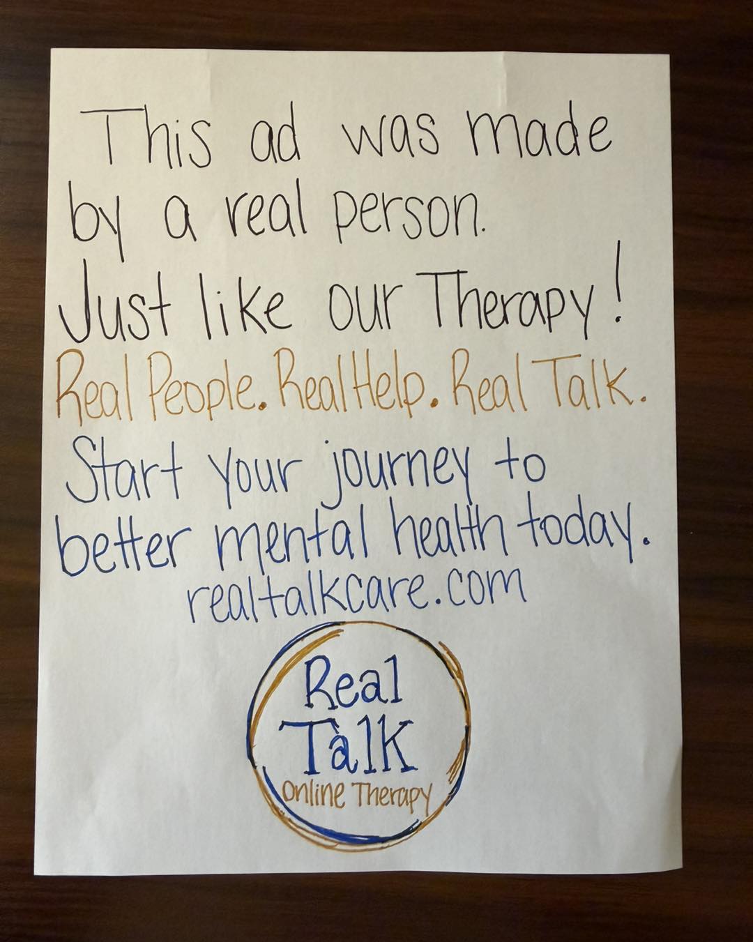 RealTalk Online Therapy Facebook ad from Aug 18, 2026