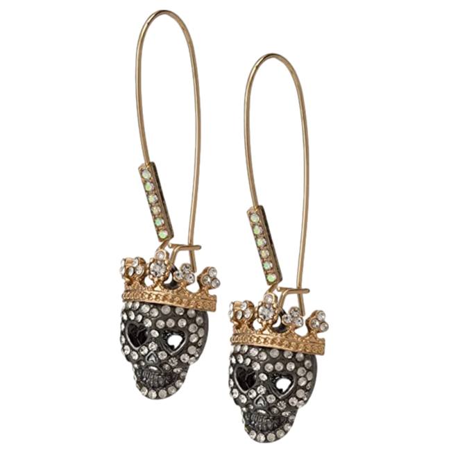 Zhang Kenny Facebook ad: Betsey Johnson Pave Skull Dangle Earrings | Crown Detail |…