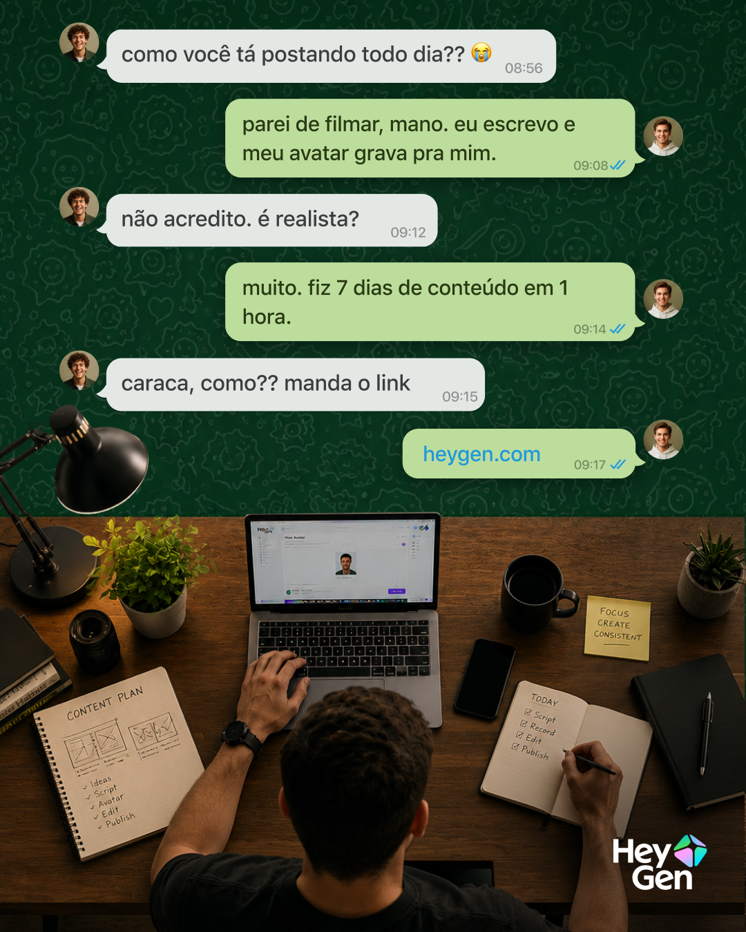 HeyGen Facebook ad: Gerador de vídeos HeyGen