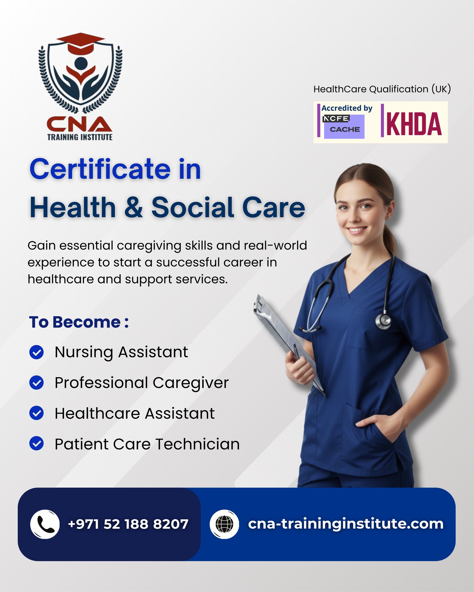 CNA Training Institute Facebook ad: Start Your Professional Journey in Health & Social…