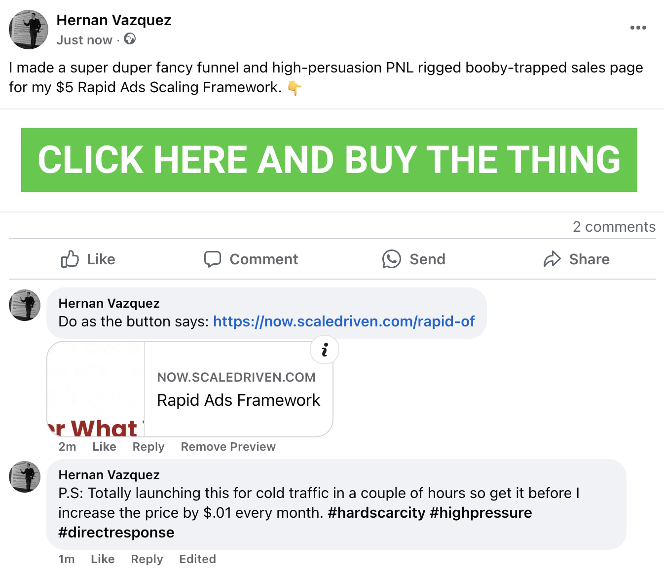 Hernan Vazquez Facebook ad