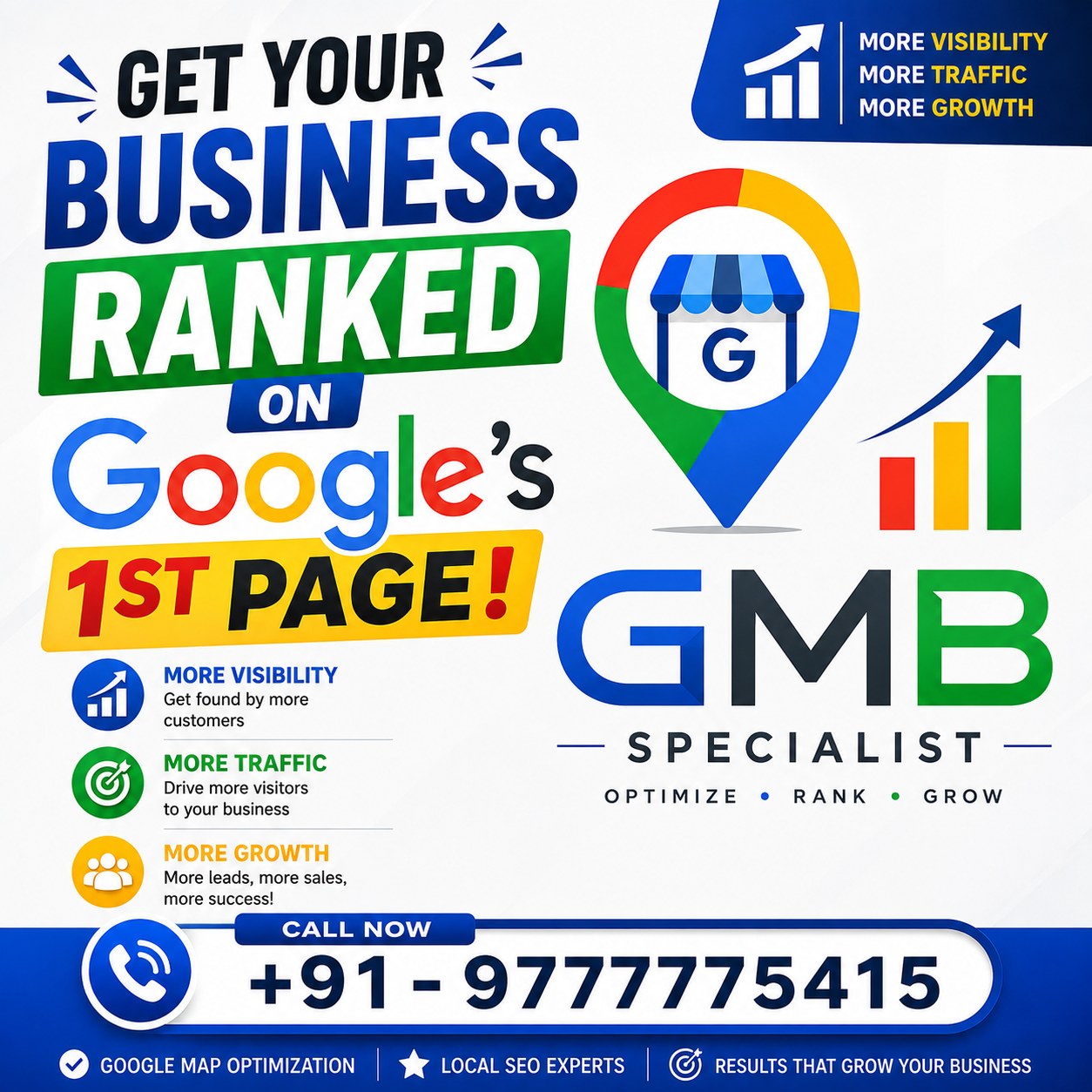 GMBspecialist Facebook ad: Get Your Business Ranked on Google’s 1st Page!