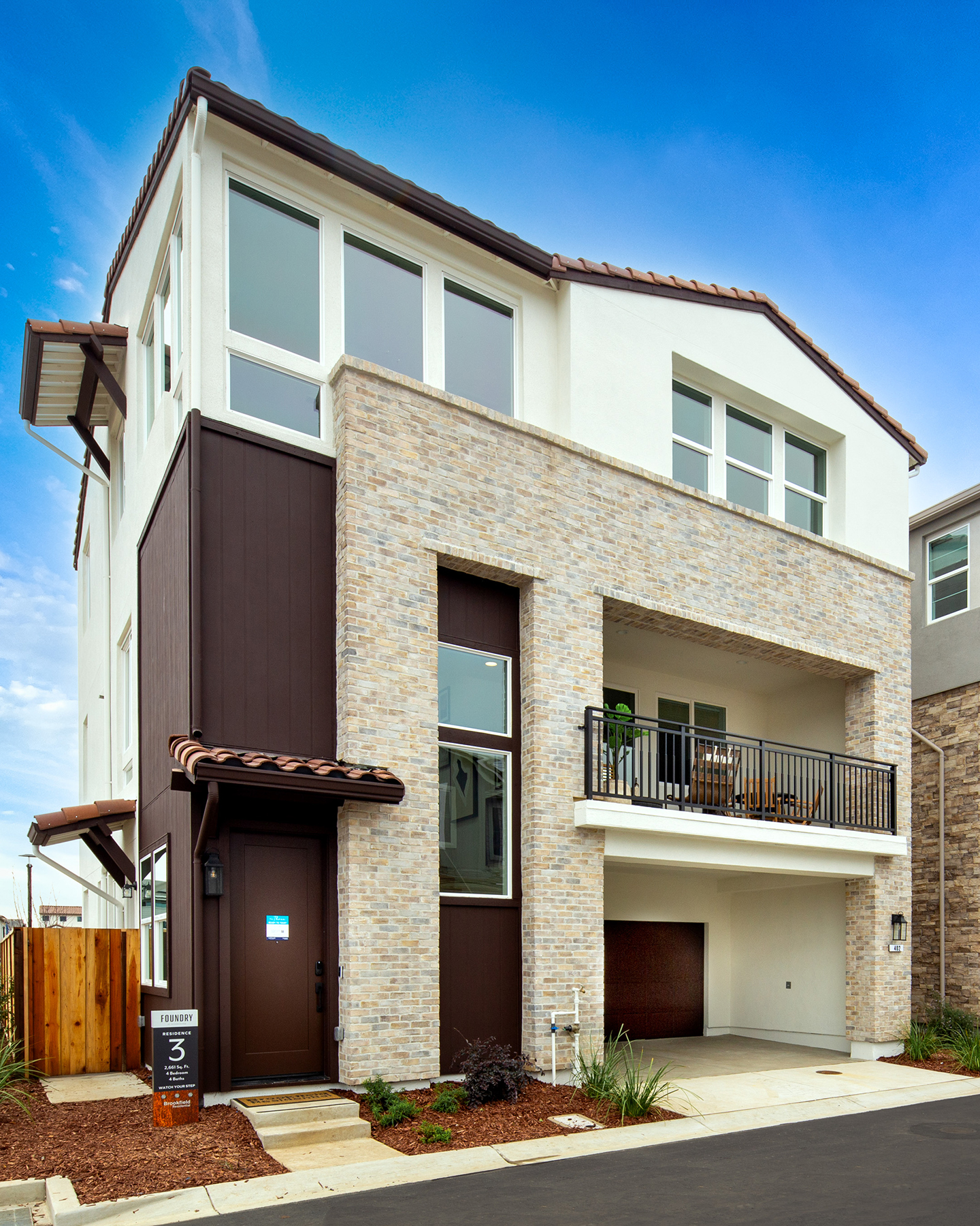 Brookfield Residential Northern California Facebook ad: Three-story smart homes with modern design.