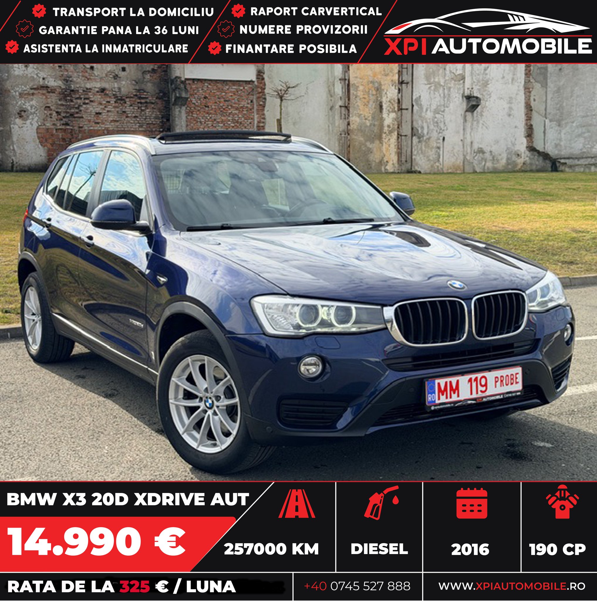 XPI Automobile Facebook ad: BMW X3 2.0D XDRIVE Automat