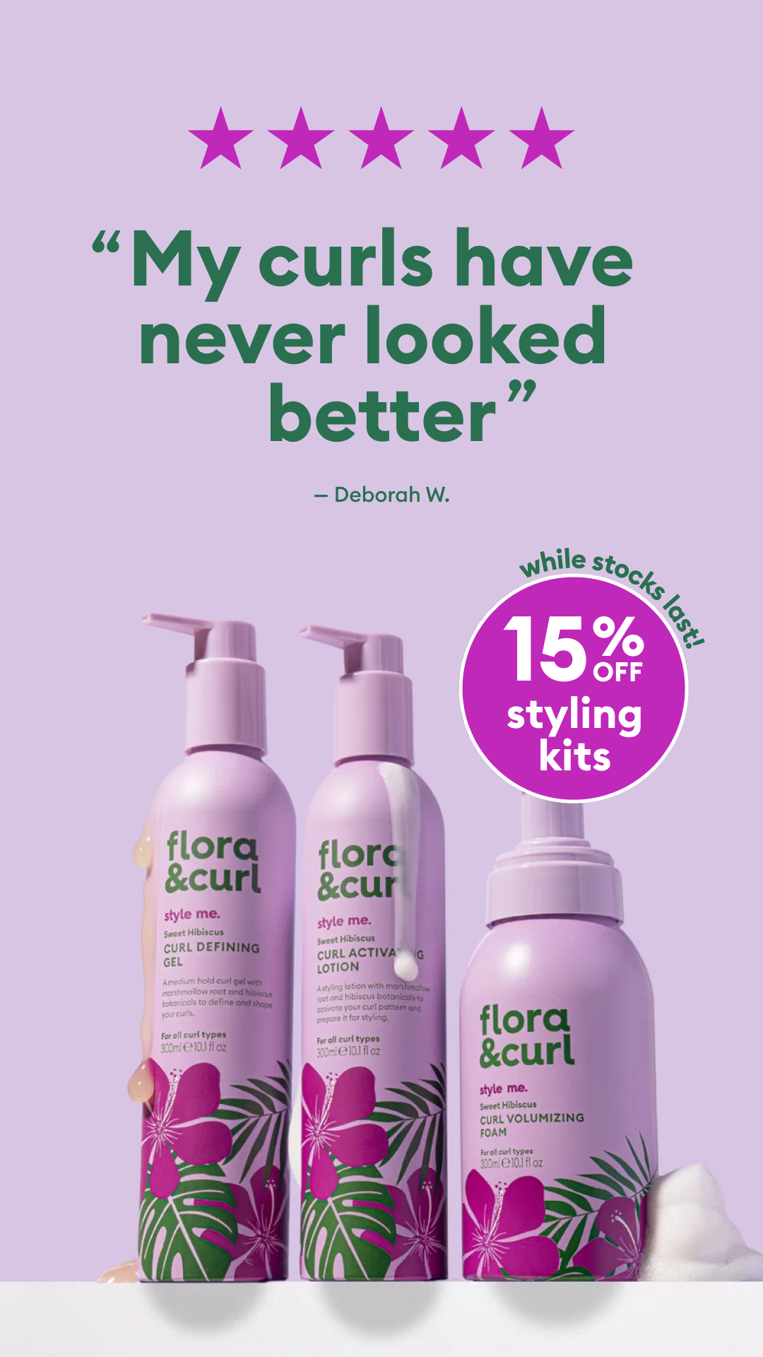 Flora & Curl Haircare Facebook ad