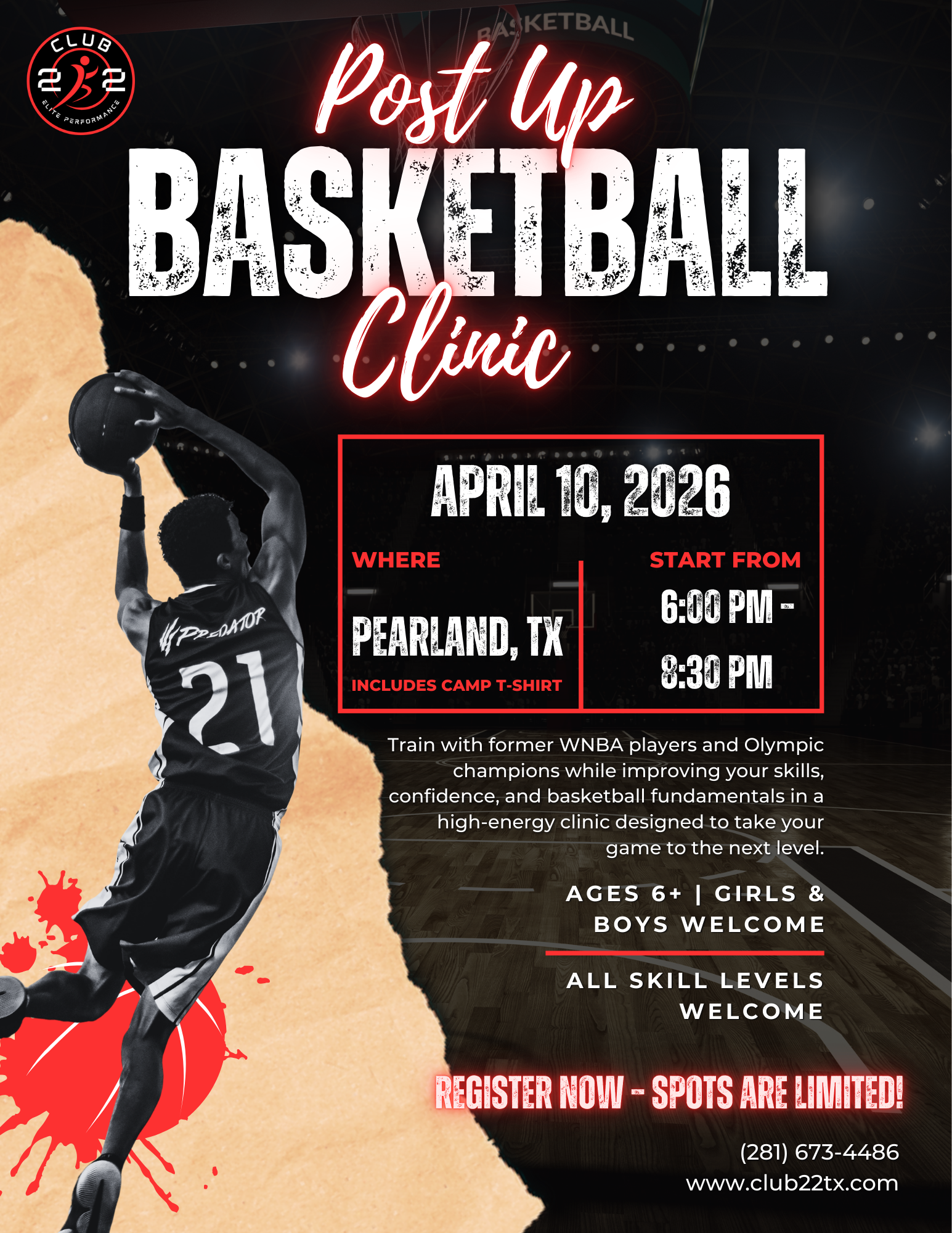 Club22 Facebook ad: Youth Basketball Camp