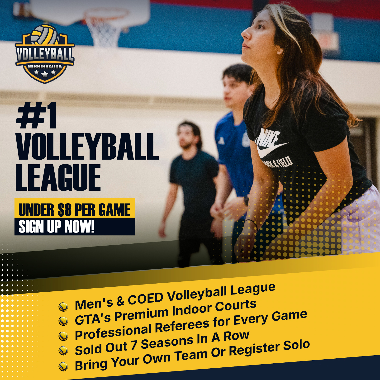 Volleyball Mississauga Facebook ad: Early Pricing on Adult Volleyball!