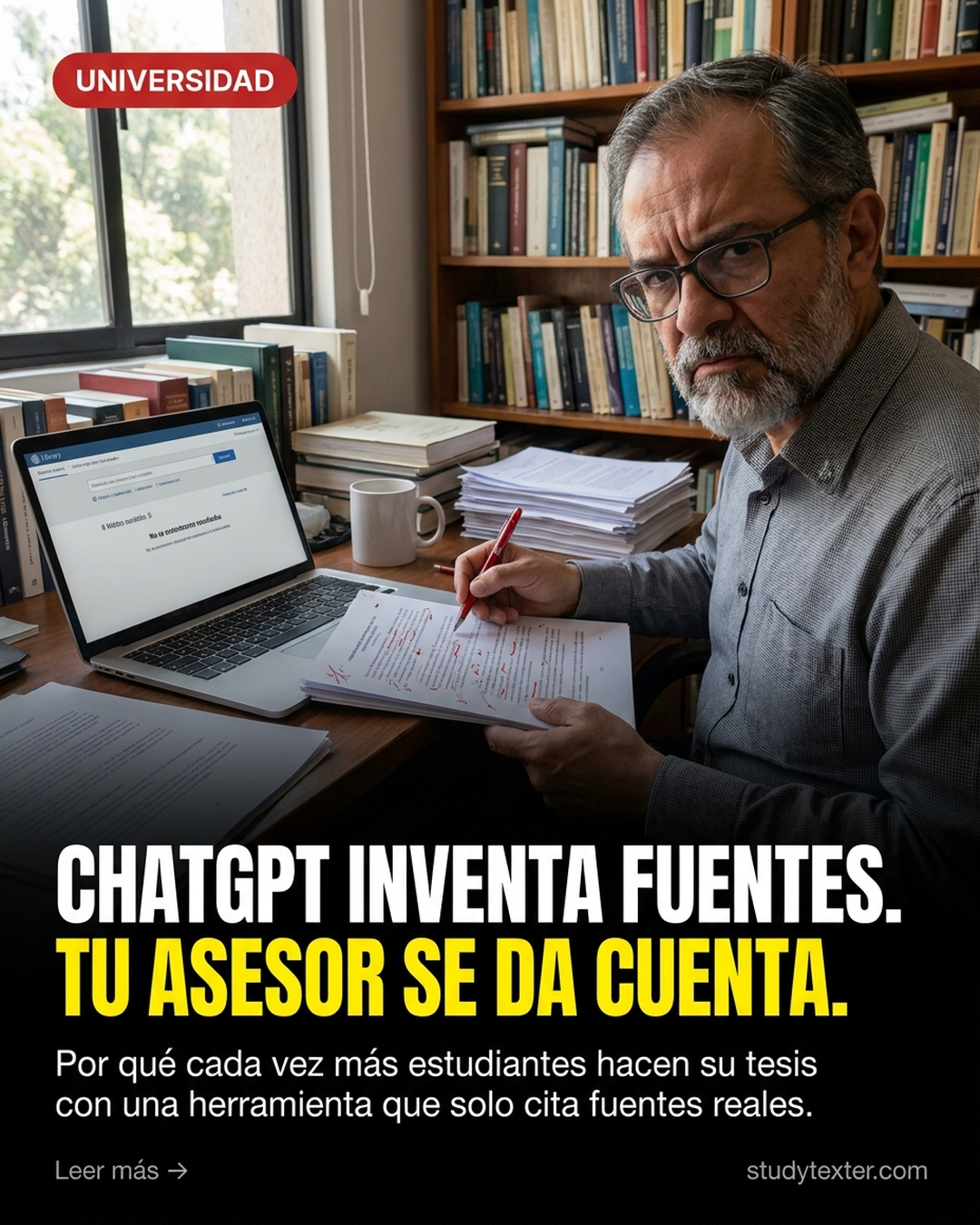 StudyTexter.com Facebook ad: Solo fuentes reales. Todas.