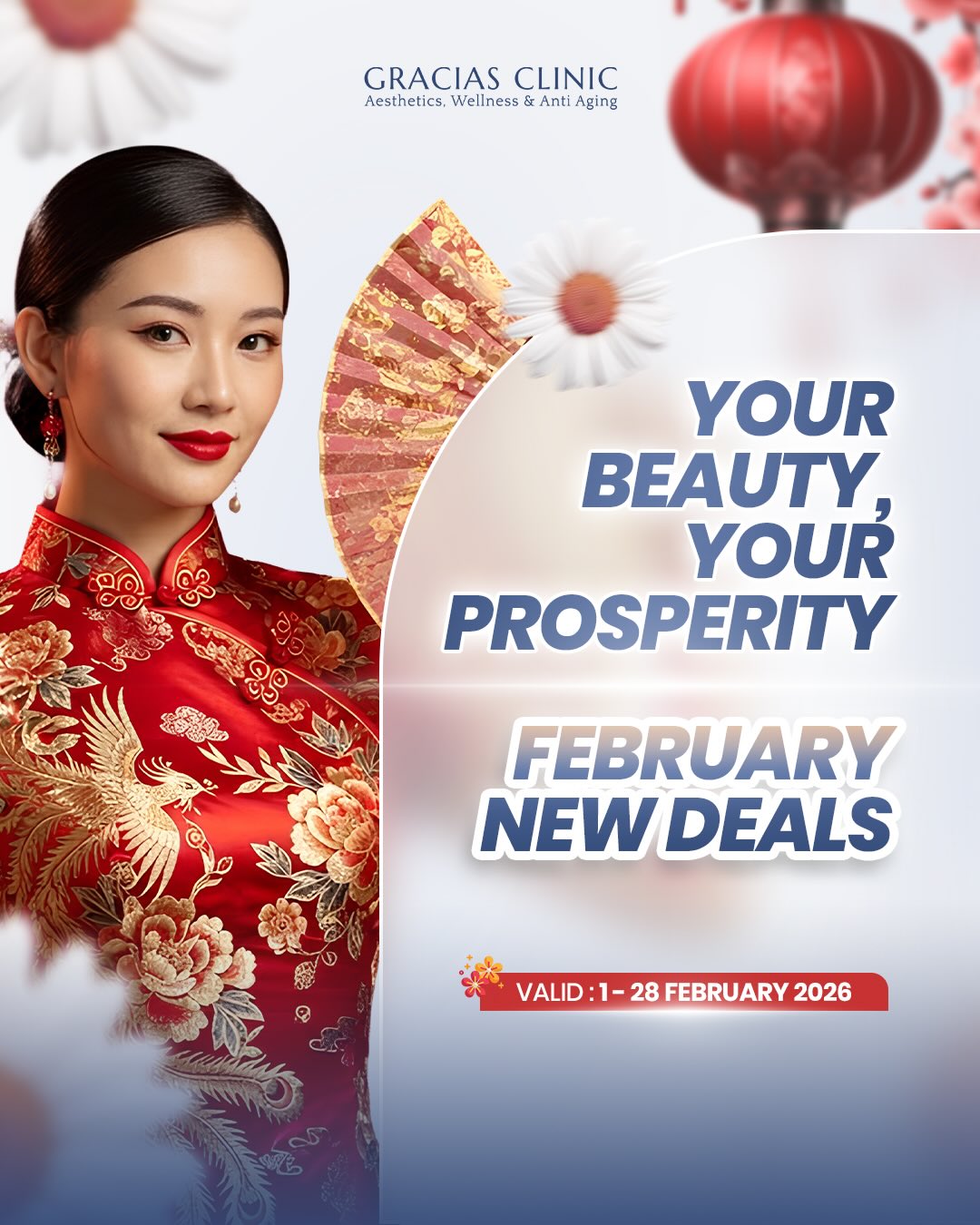 Gracias Aesthetic Clinic Facebook ad: Healthy Skin, Lucky Year!