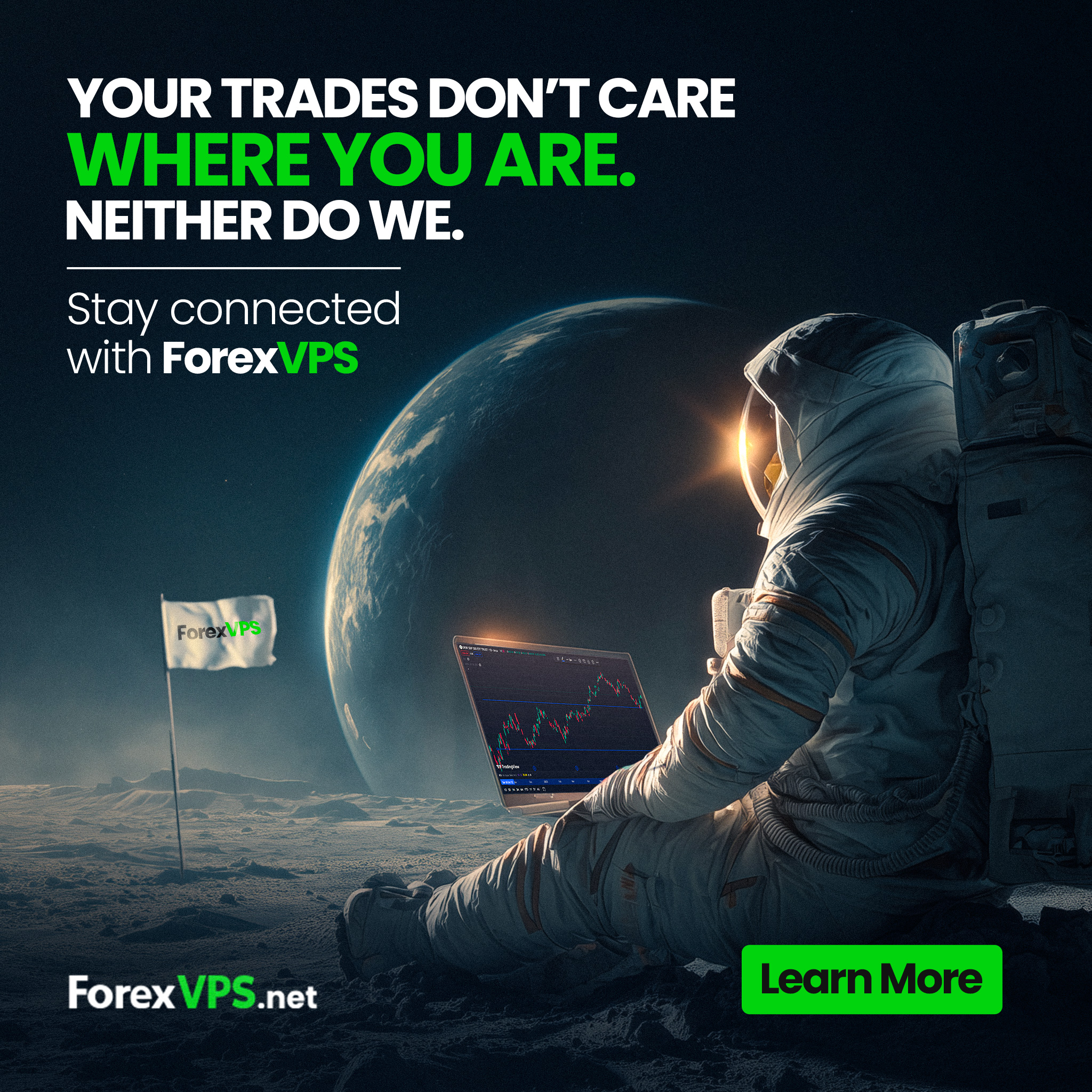 ForexVPS.net Facebook ad: 100% Uptime Guaranteed Servers
