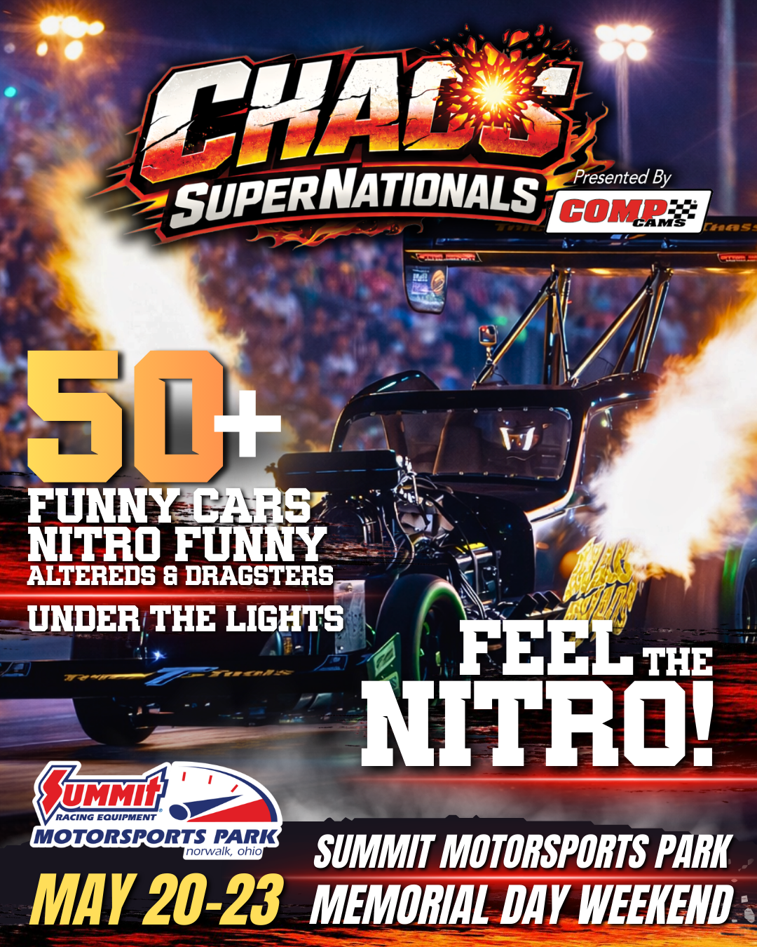 Summit Motorsports Park Facebook ad: Chaos Supernationals @ Summit Motorsports Park, May 20-23…