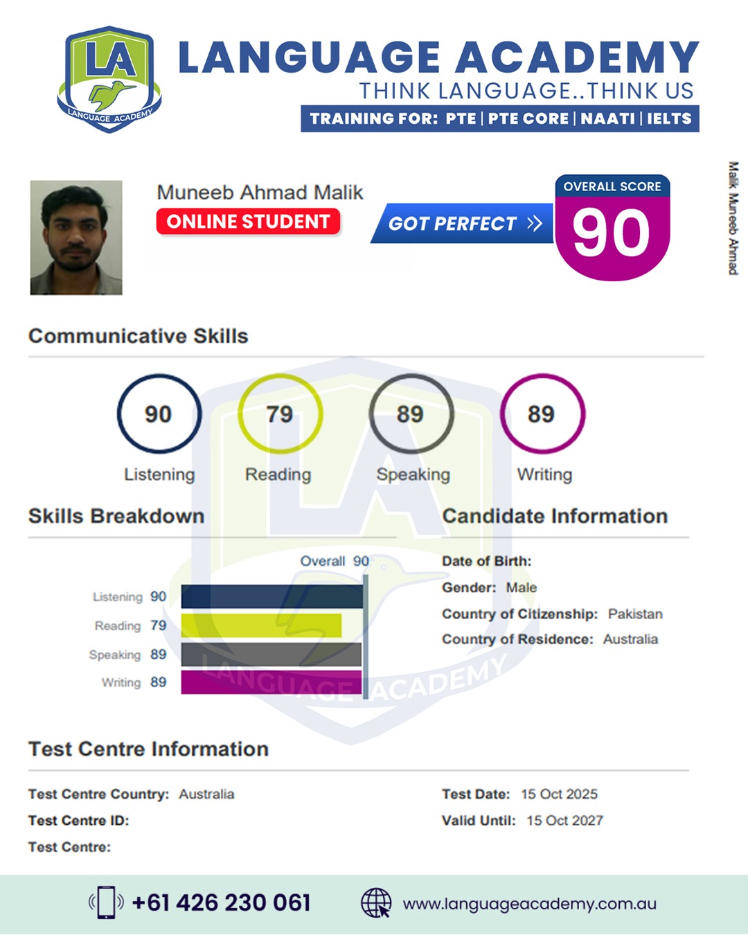 LA-Language Academy PTE NAATI and IELTS Experts Facebook ad: Pakistan's PTE Results Are Speaking for Themselves