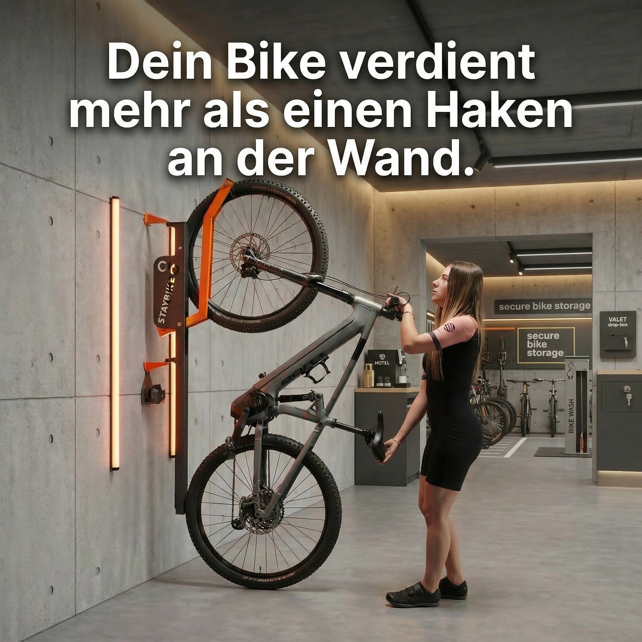 Staybike Facebook ad: 28 kg mit einem Finger.