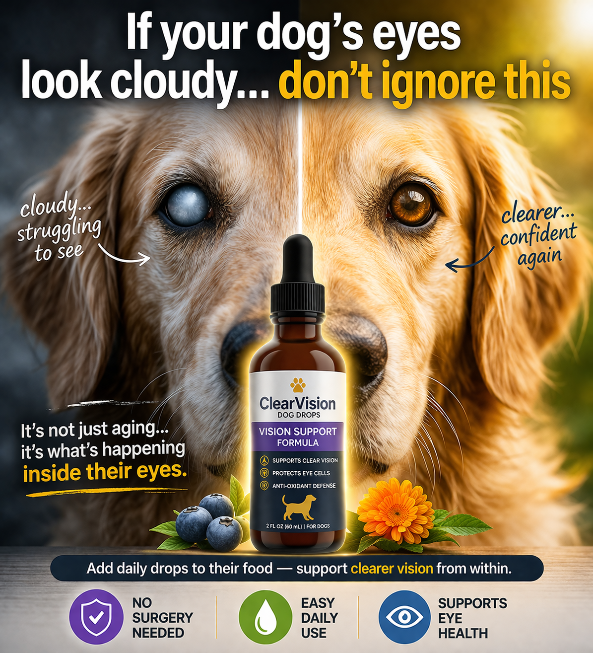 My Bestfriend Oreo Facebook ad: Your dog's cloudy eyes aren't just getting old. Something…